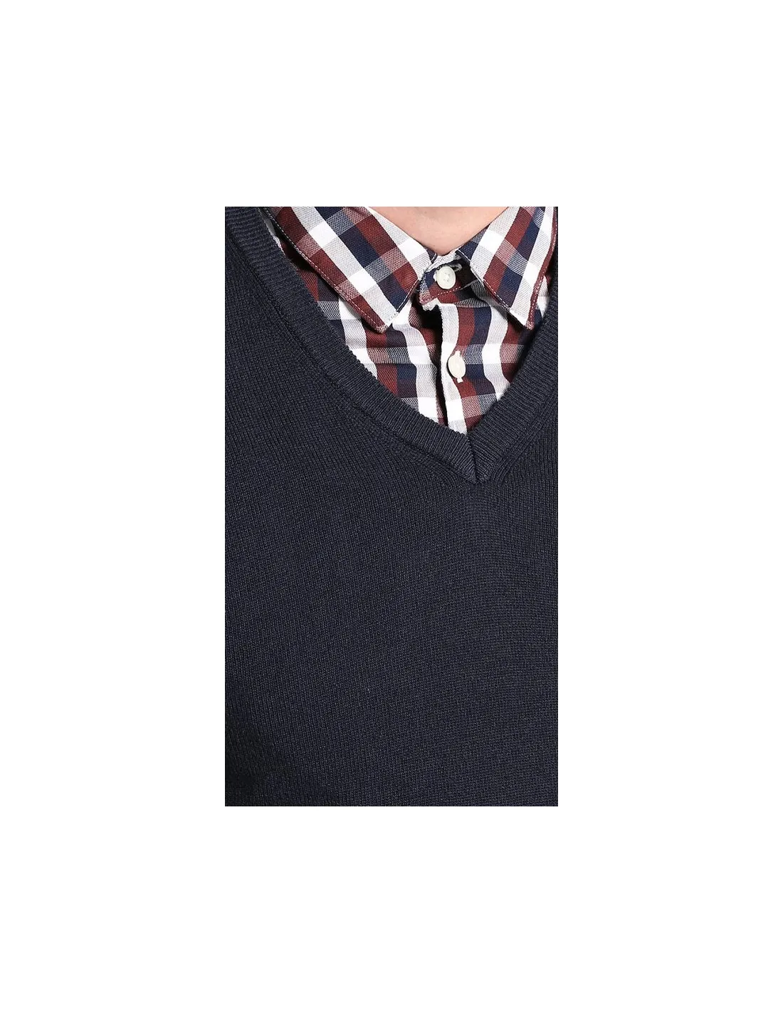 Maglia collo v ml lana merino 4 stagioni blu