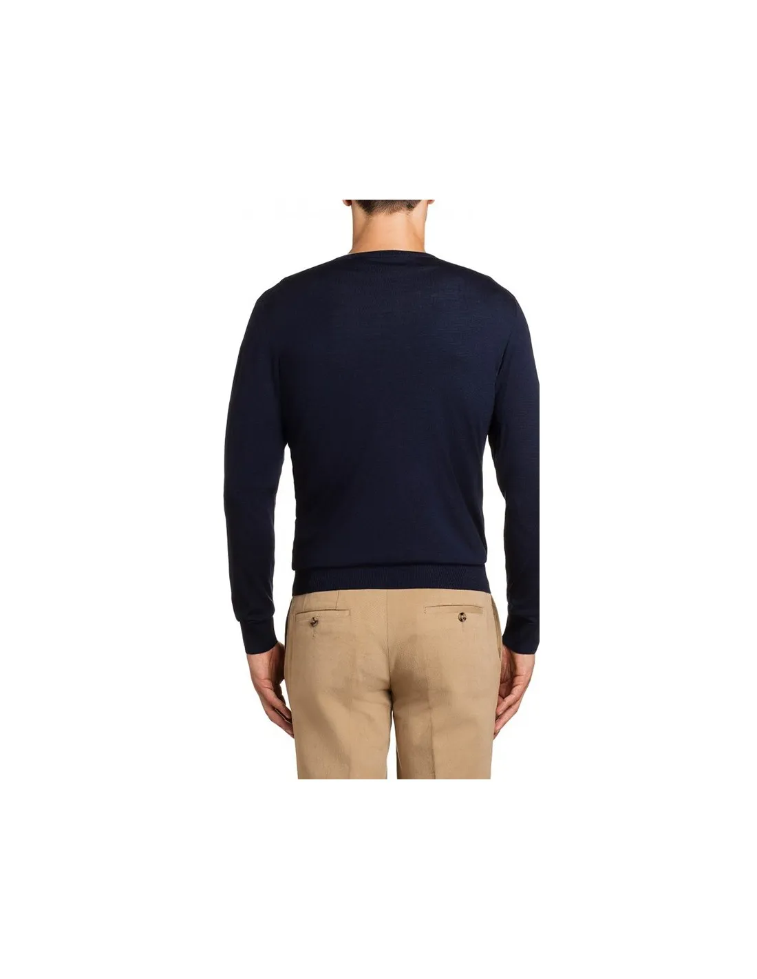 Maglia collo v ml lana merino 4 stagioni blu