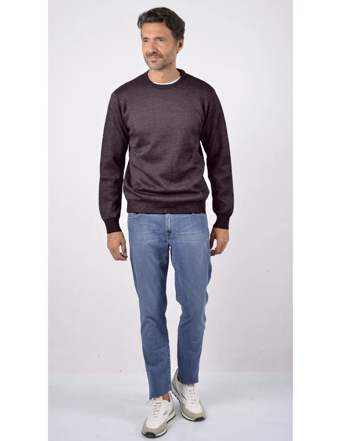 Maglia girocollo ml lana merino 4 stagioni moro