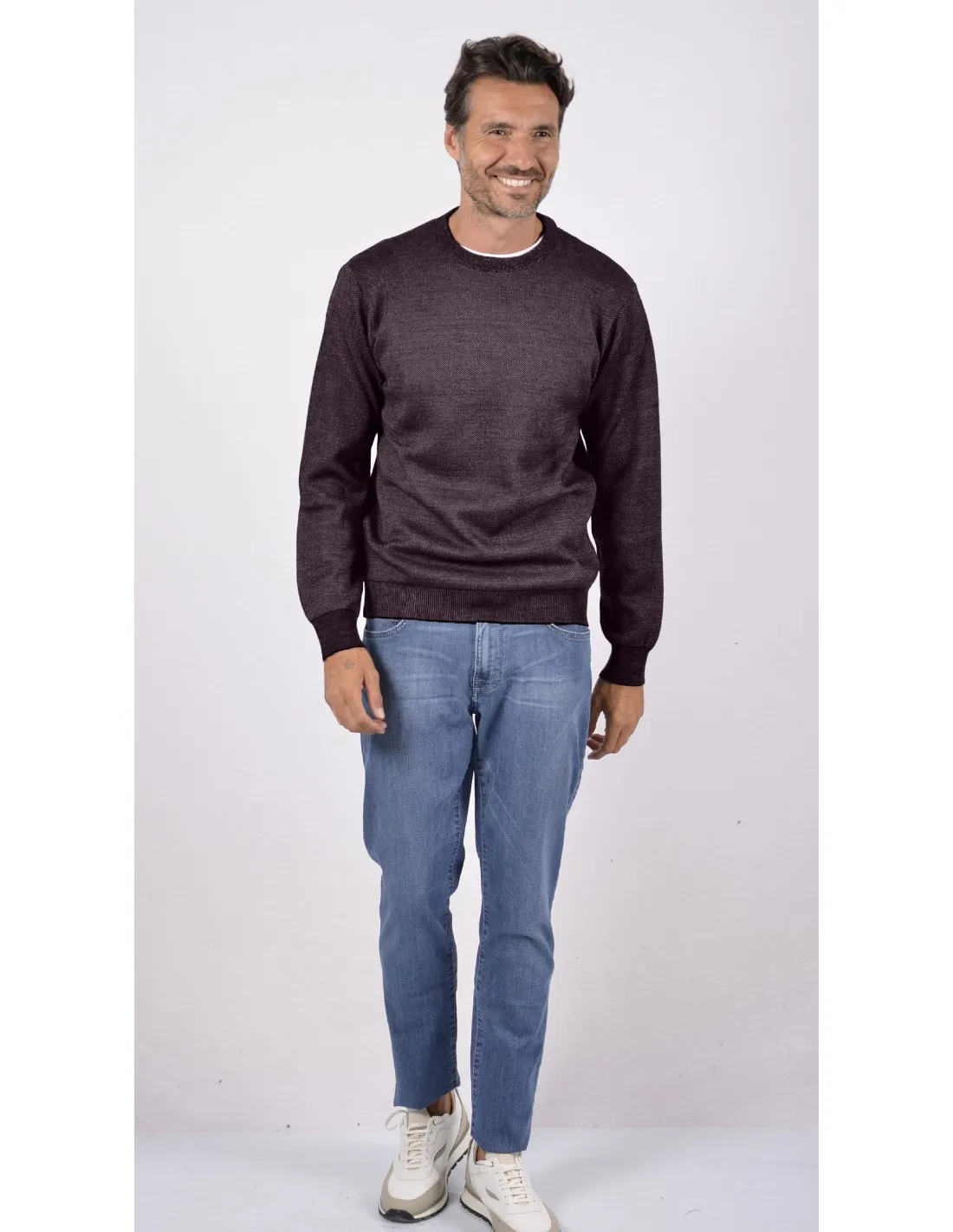 Maglia girocollo ml lana merino 4 stagioni moro
