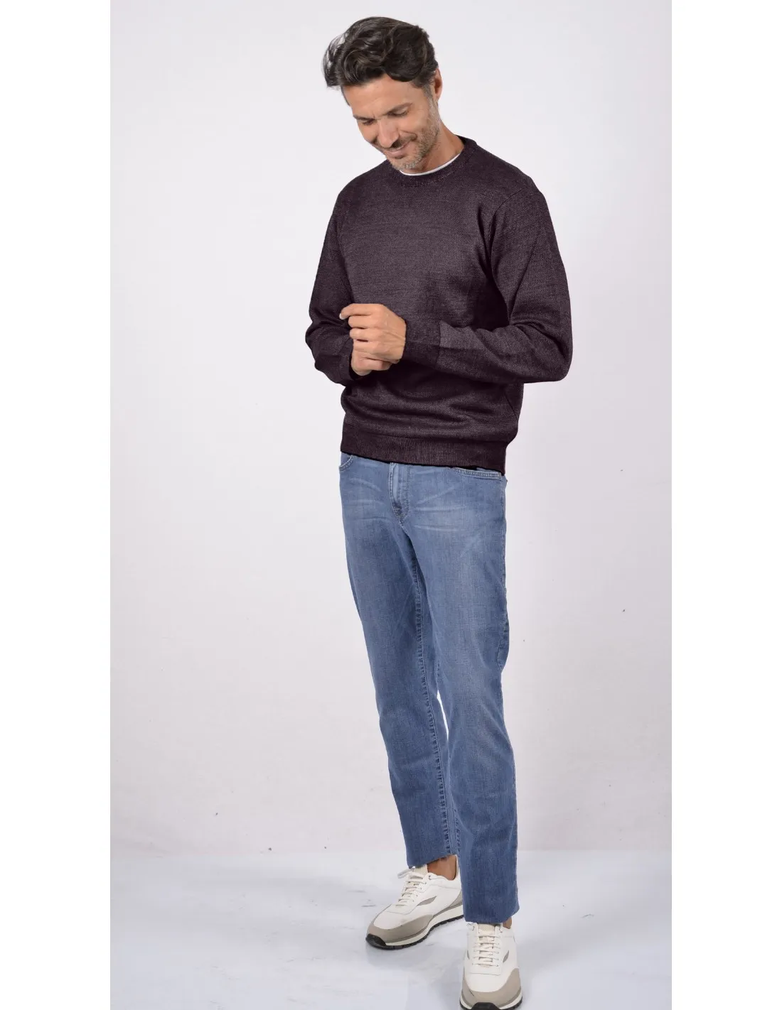 Maglia girocollo ml lana merino 4 stagioni moro