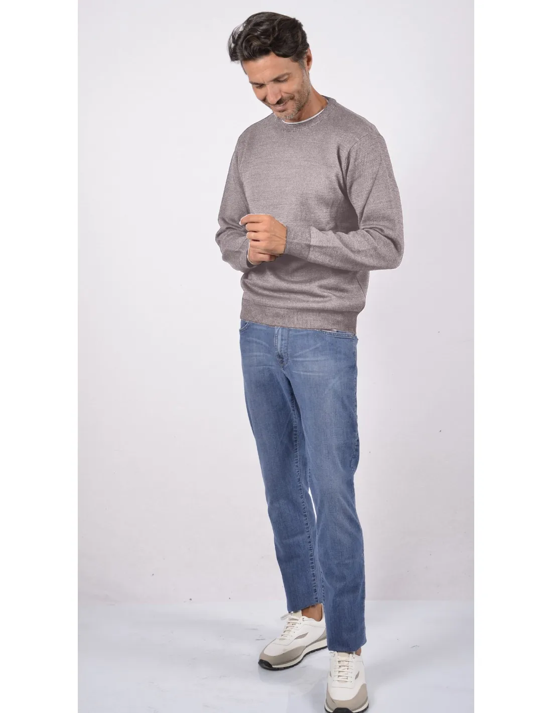 Maglia girocollo ml lana merino 4 stagioni nocciola