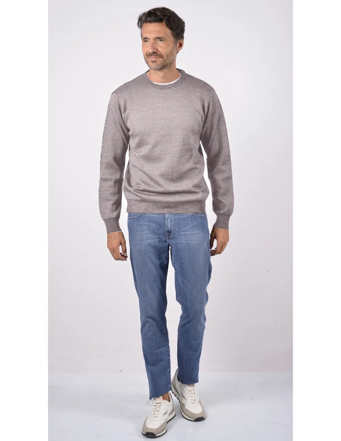 Maglia girocollo ml lana merino 4 stagioni nocciola