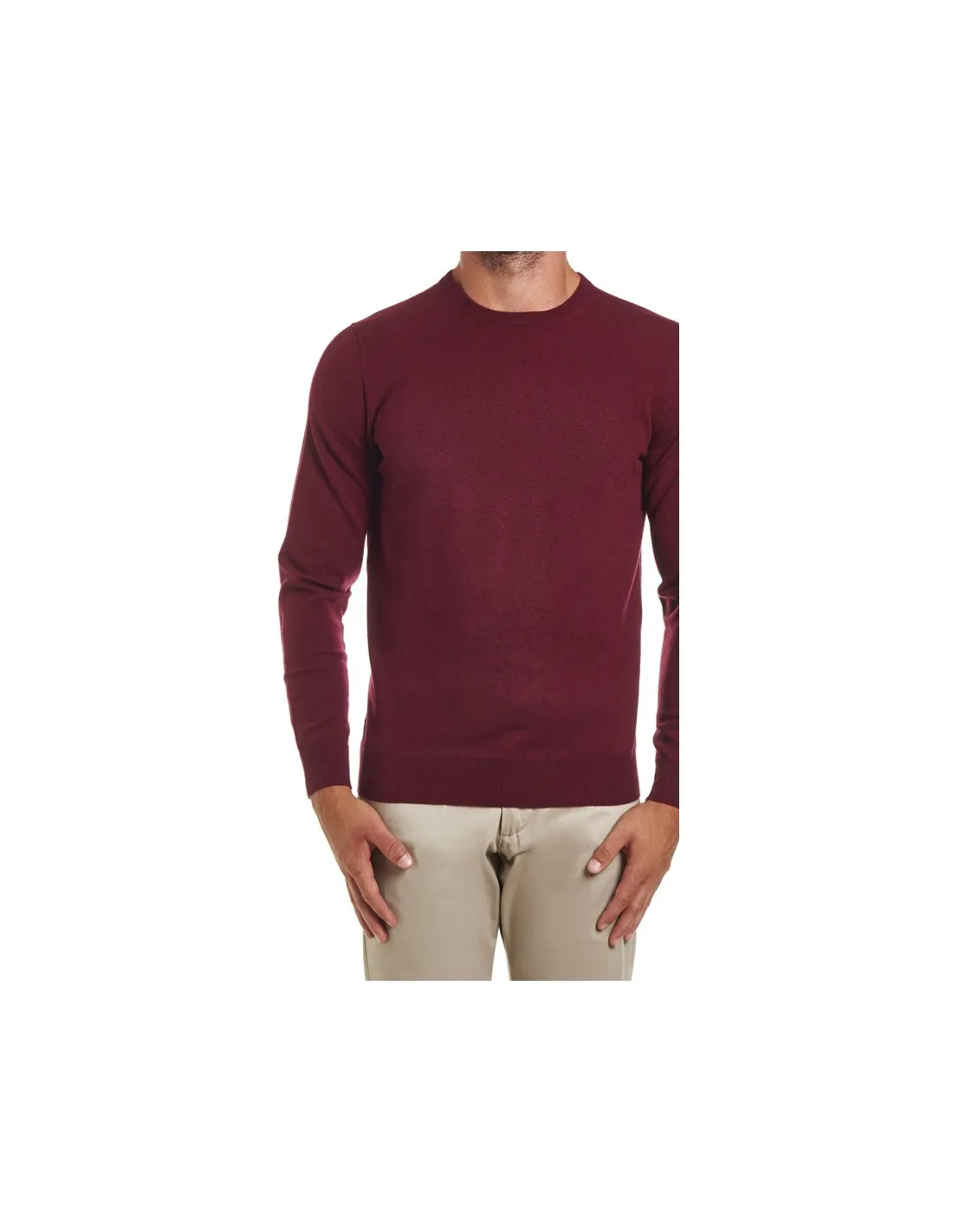 Maglia girocollo ml lana merino bordo taglie forti