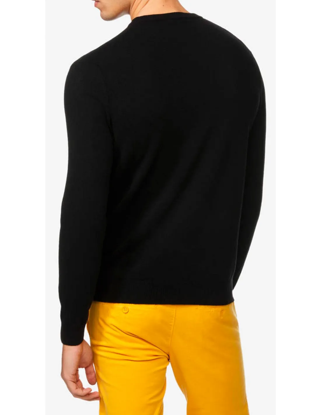 Maglia girocollo ml lana merino nero taglie forti