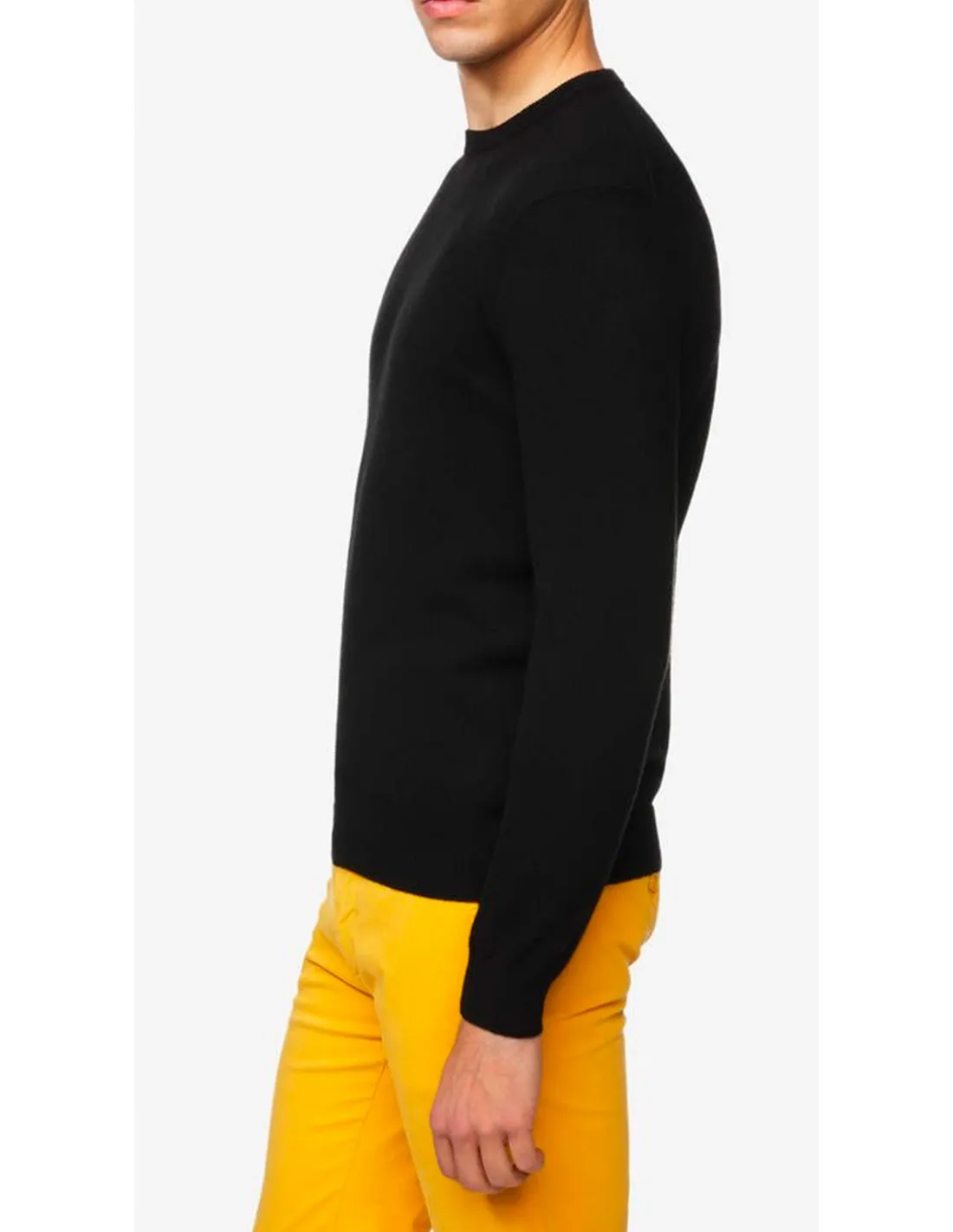 Maglia girocollo ml lana merino nero taglie forti