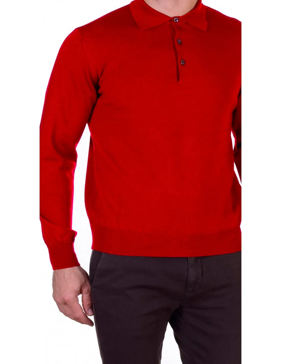 Maglia polo lana merino 4 stagioni rosso