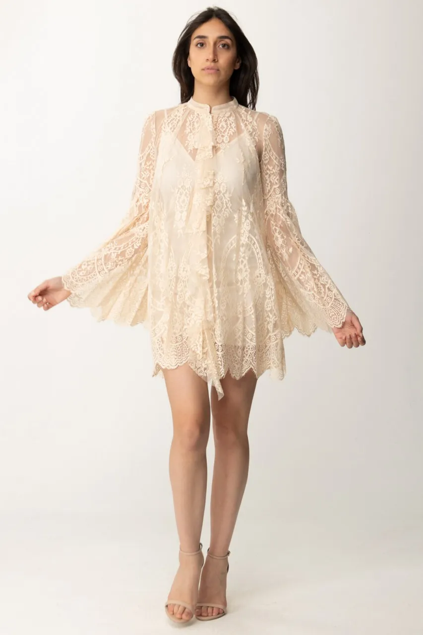 Mini abito in pizzo con ruches Uma ROSIE