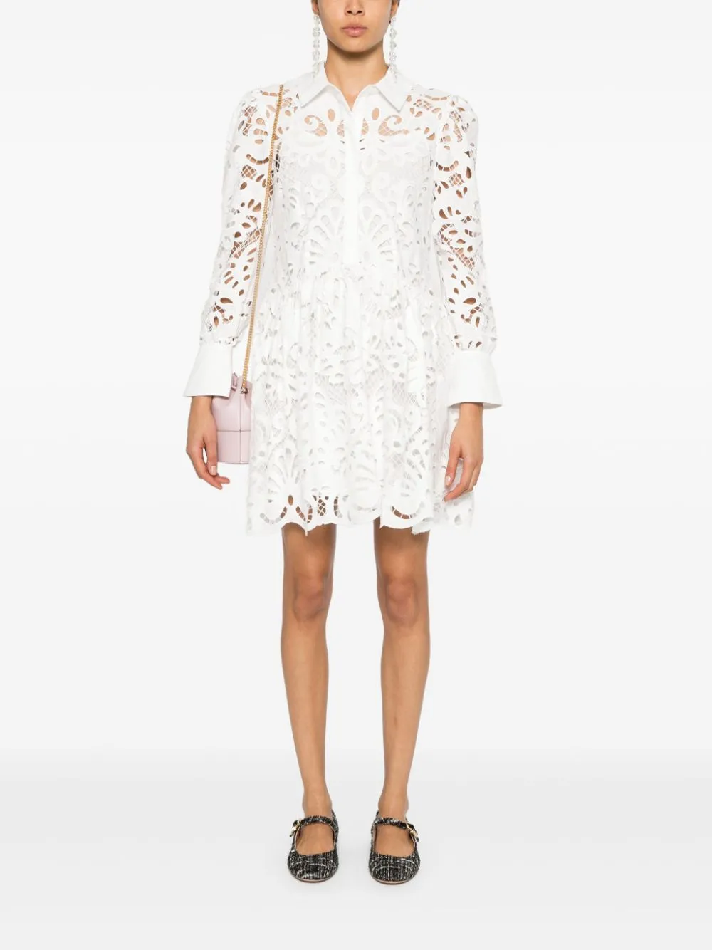 Mini abito in pizzo in bianco Self -Portrait - donna