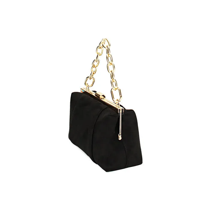 Minibag nera con catena in microfibra