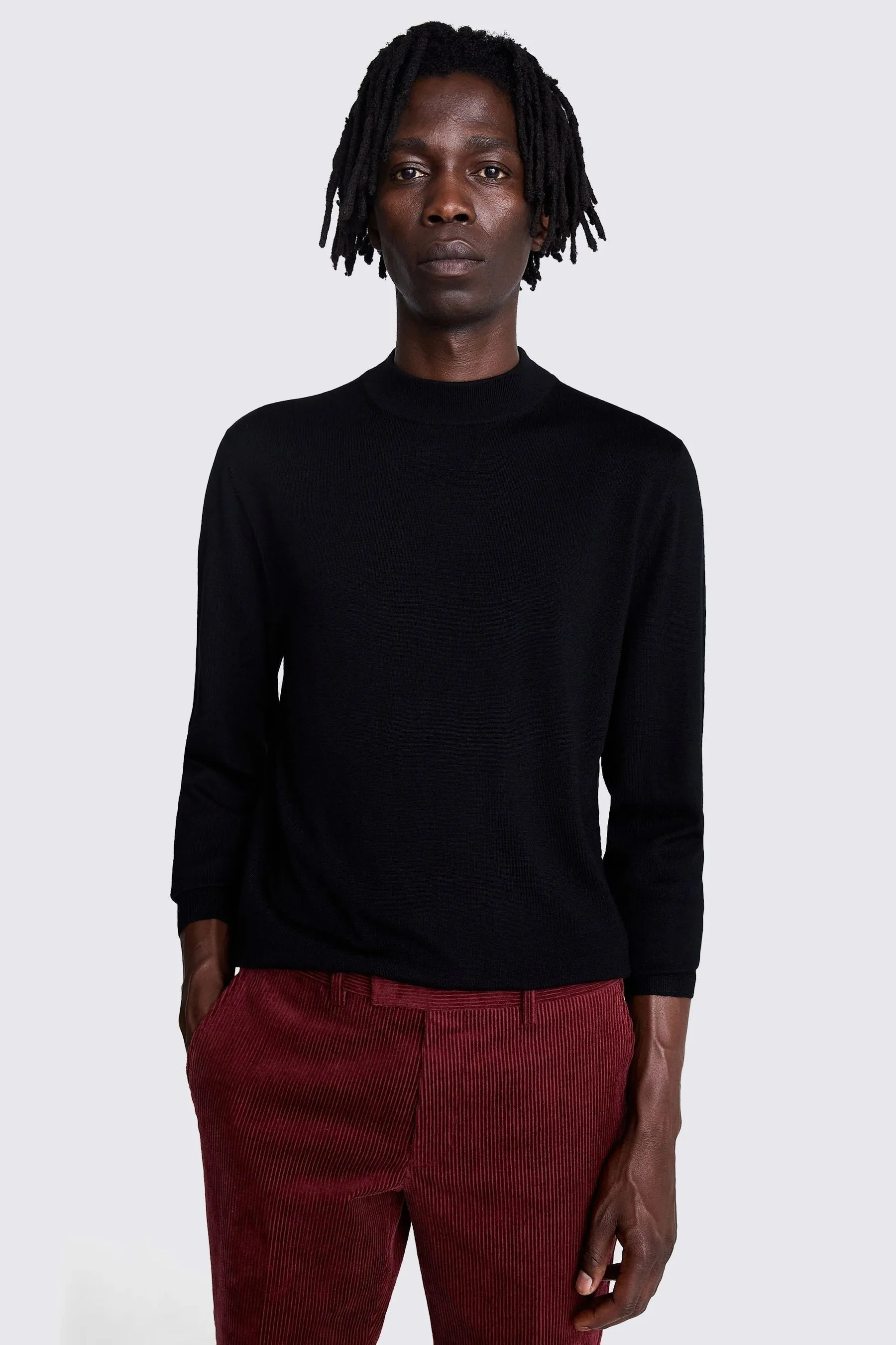 MOSS - Maglia in lana merino con collo finto    