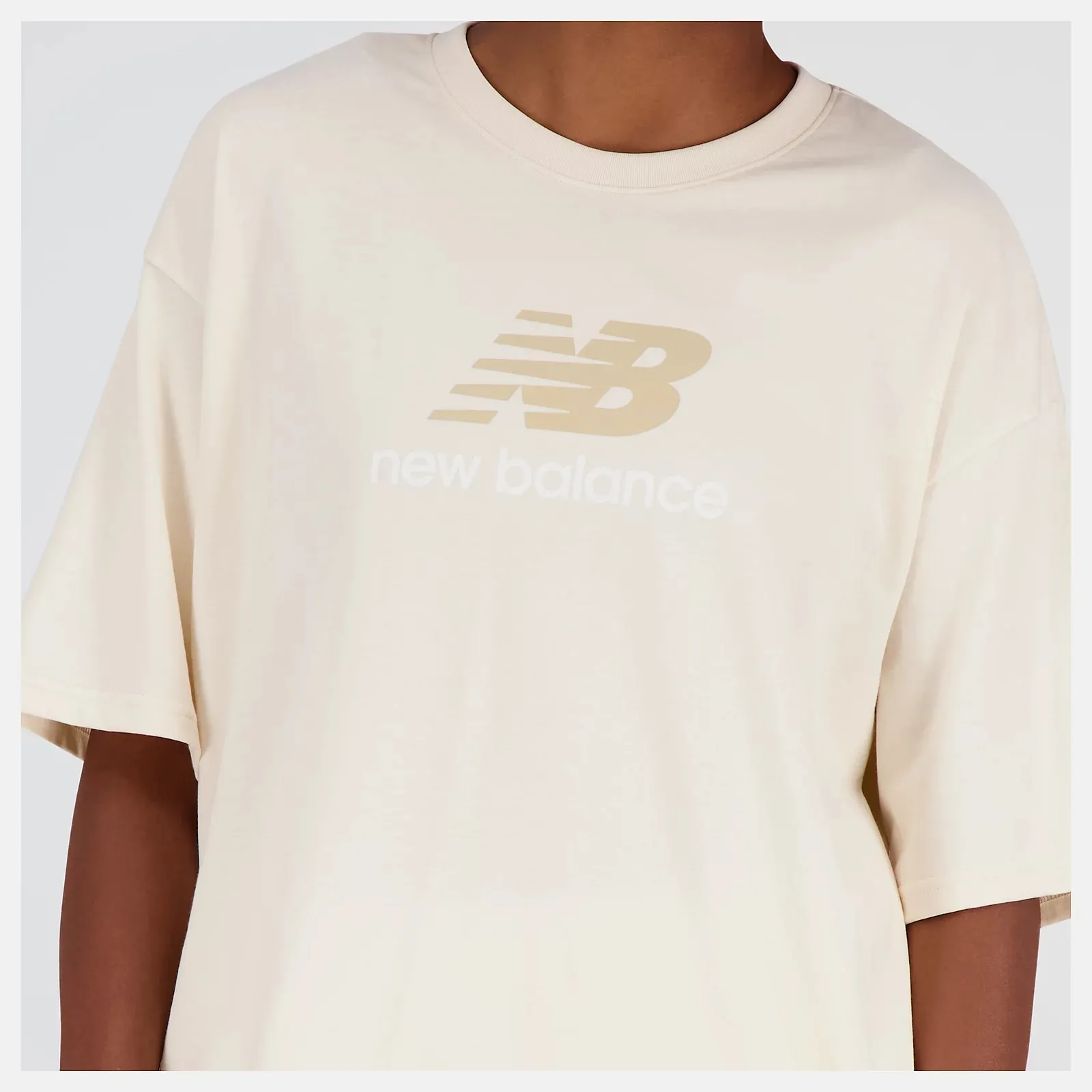 New Balance Essentials Stacked Logo Cotton Oversized SS T-shirt Donna