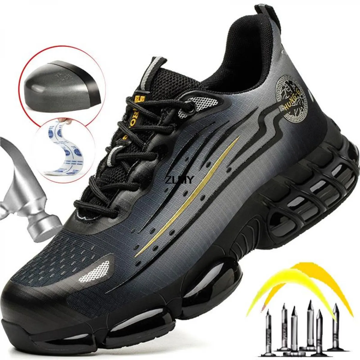 Nuove scarpe antinfortunistiche con punta in acciaio da uomo scarpe da lavoro con cuscino d'aria Anti Stab Anti Smash stivali da