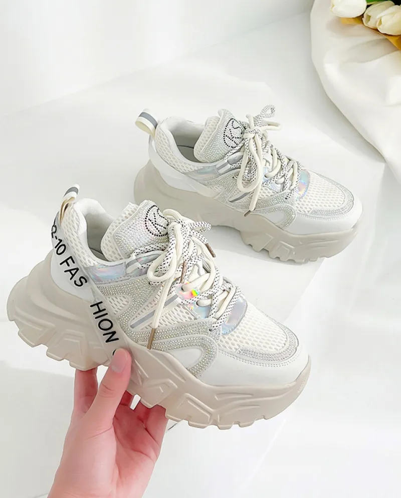 Nuove scarpe con plateau rialzate da donna con suola spessa Scarpe sportive casual