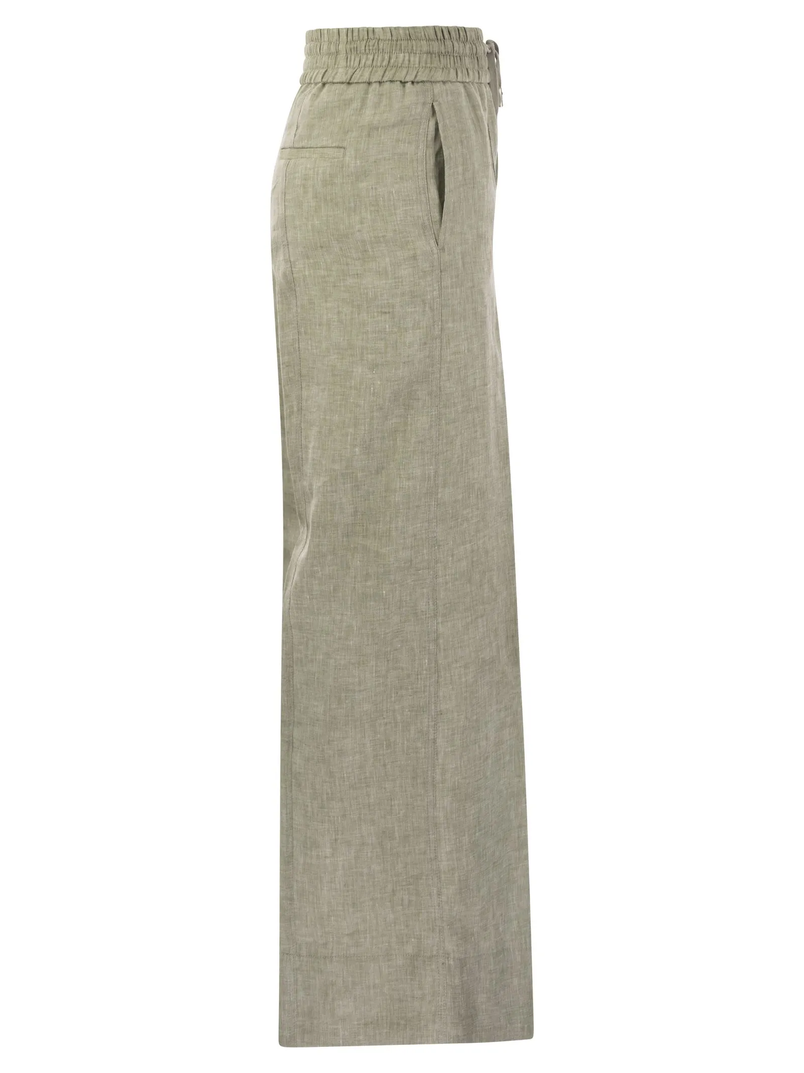 Pantalone ampio in leggera tela di puro lino