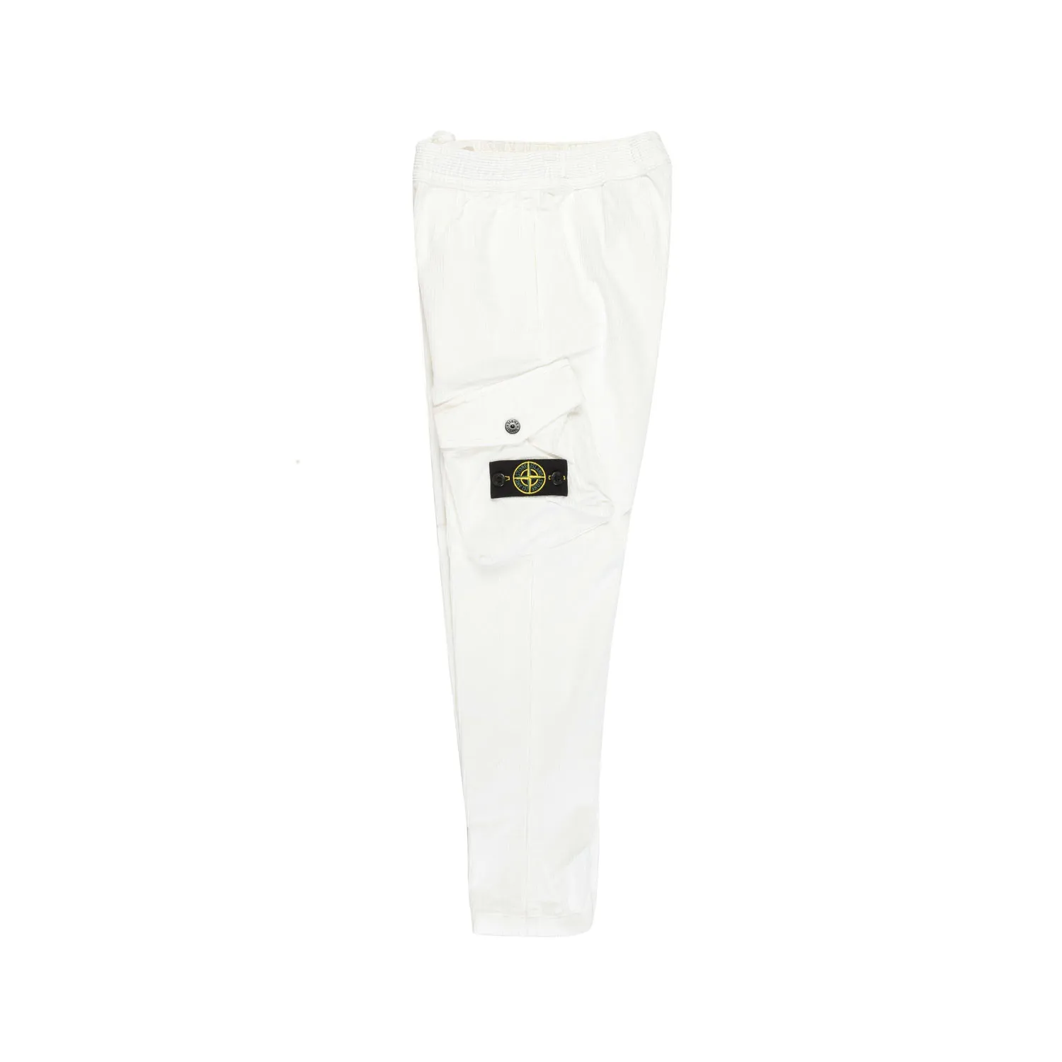 Pantalone Bianco Di Velluto Con Tasca Cargo