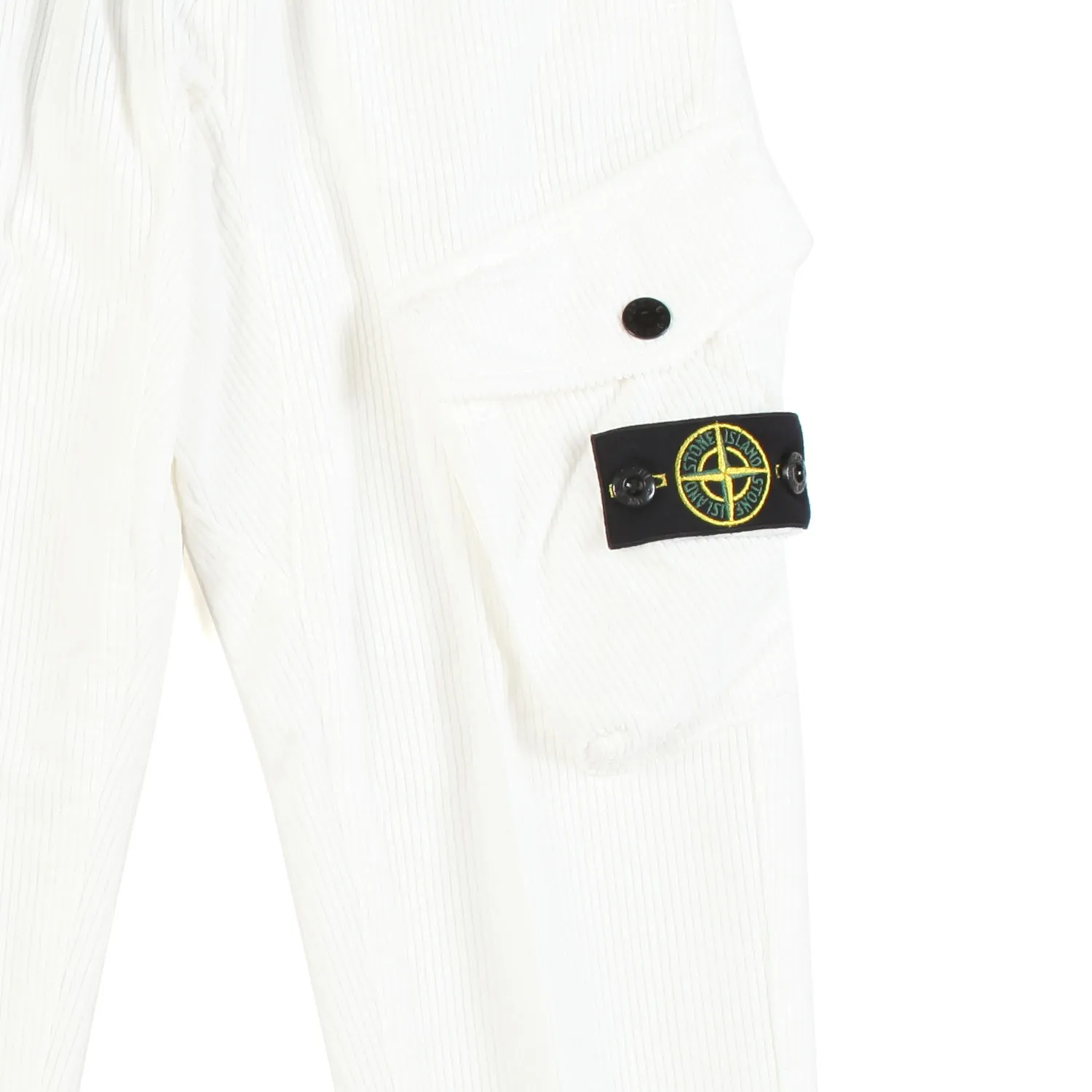 Pantalone Bianco Di Velluto Con Tasca Cargo
