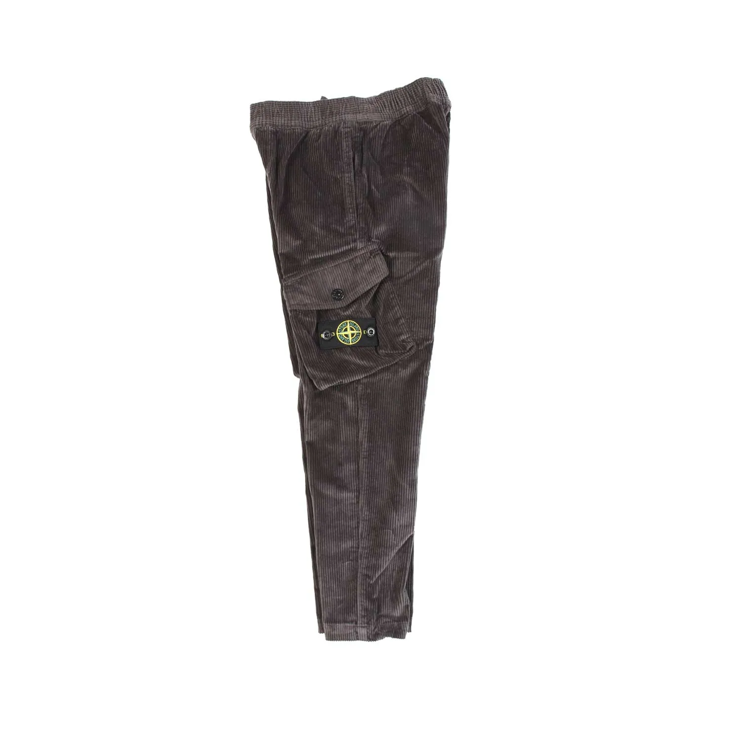 Pantalone Di Velluto Grigio Scuro Con Tasca Cargo