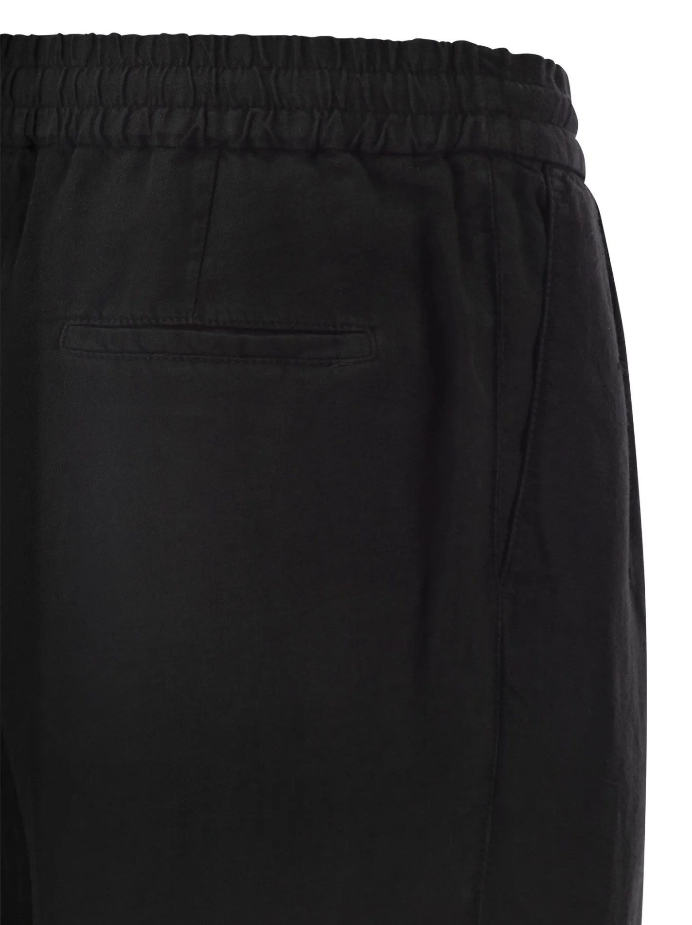 Pantalone leisure fit in gabardina di lino tinto capo con coulisse e doppia pince