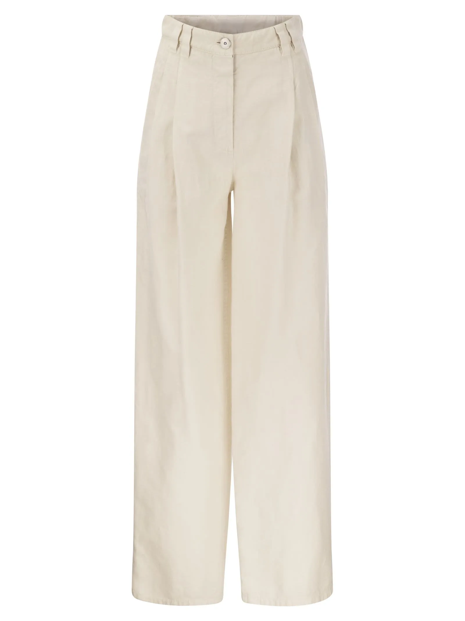 Pantalone Relaxed in cover di cotone e lino tinto capo