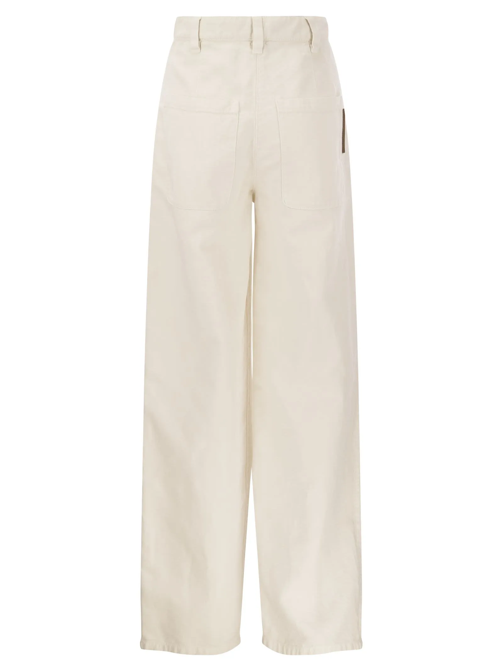 Pantalone Relaxed in cover di cotone e lino tinto capo