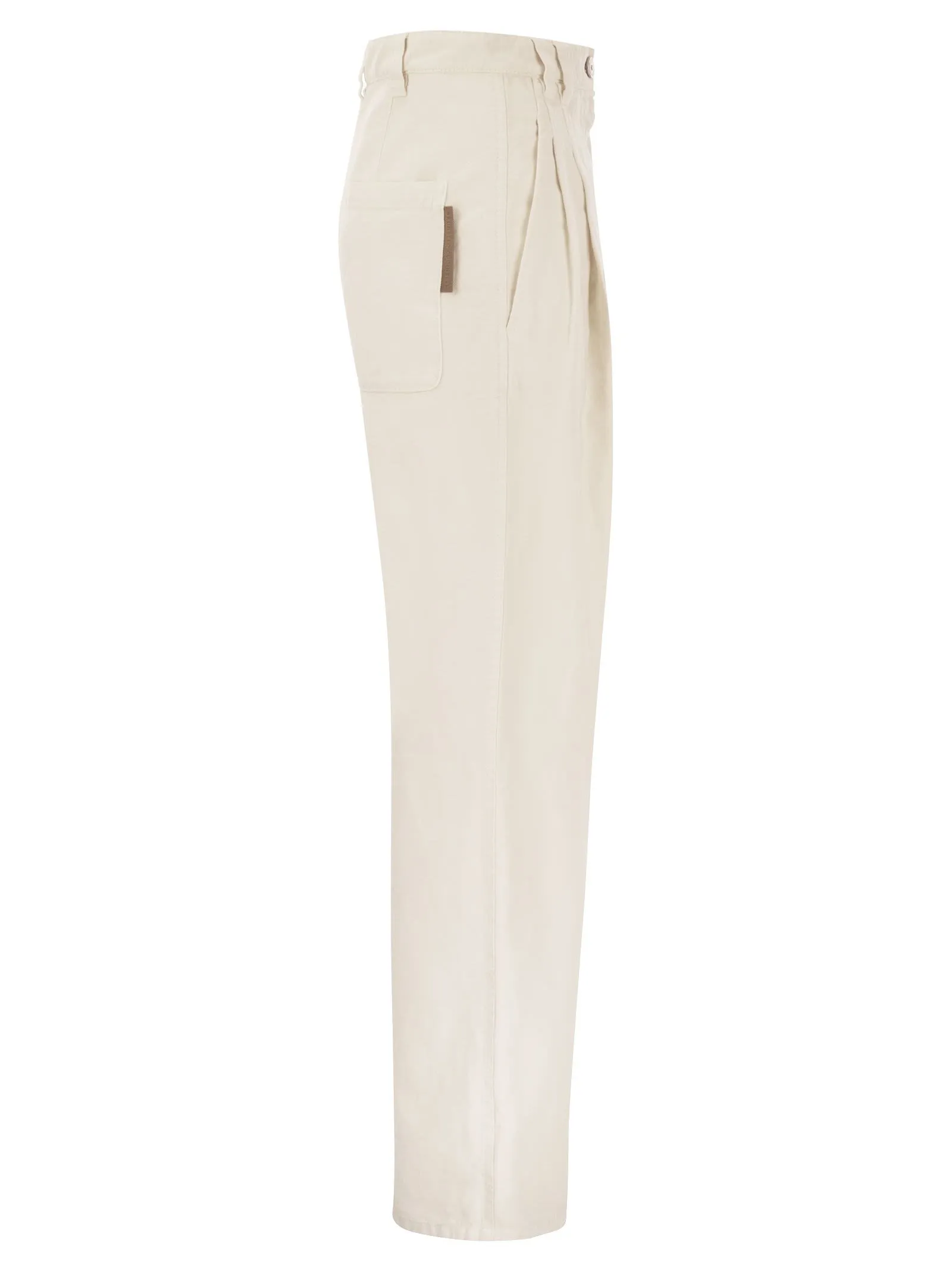 Pantalone Relaxed in cover di cotone e lino tinto capo