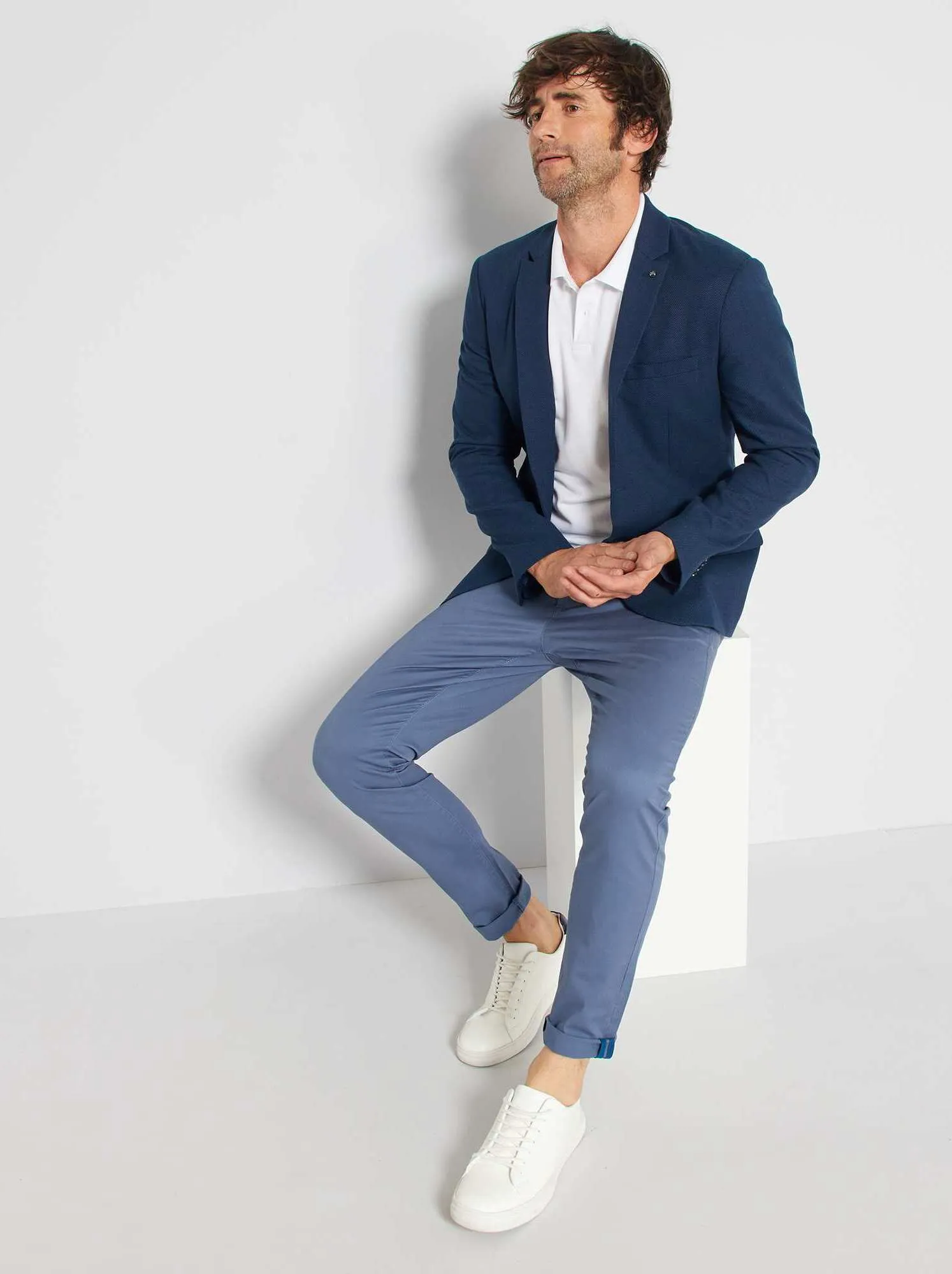 Pantaloni chino skinny stretch - L32 - BLU