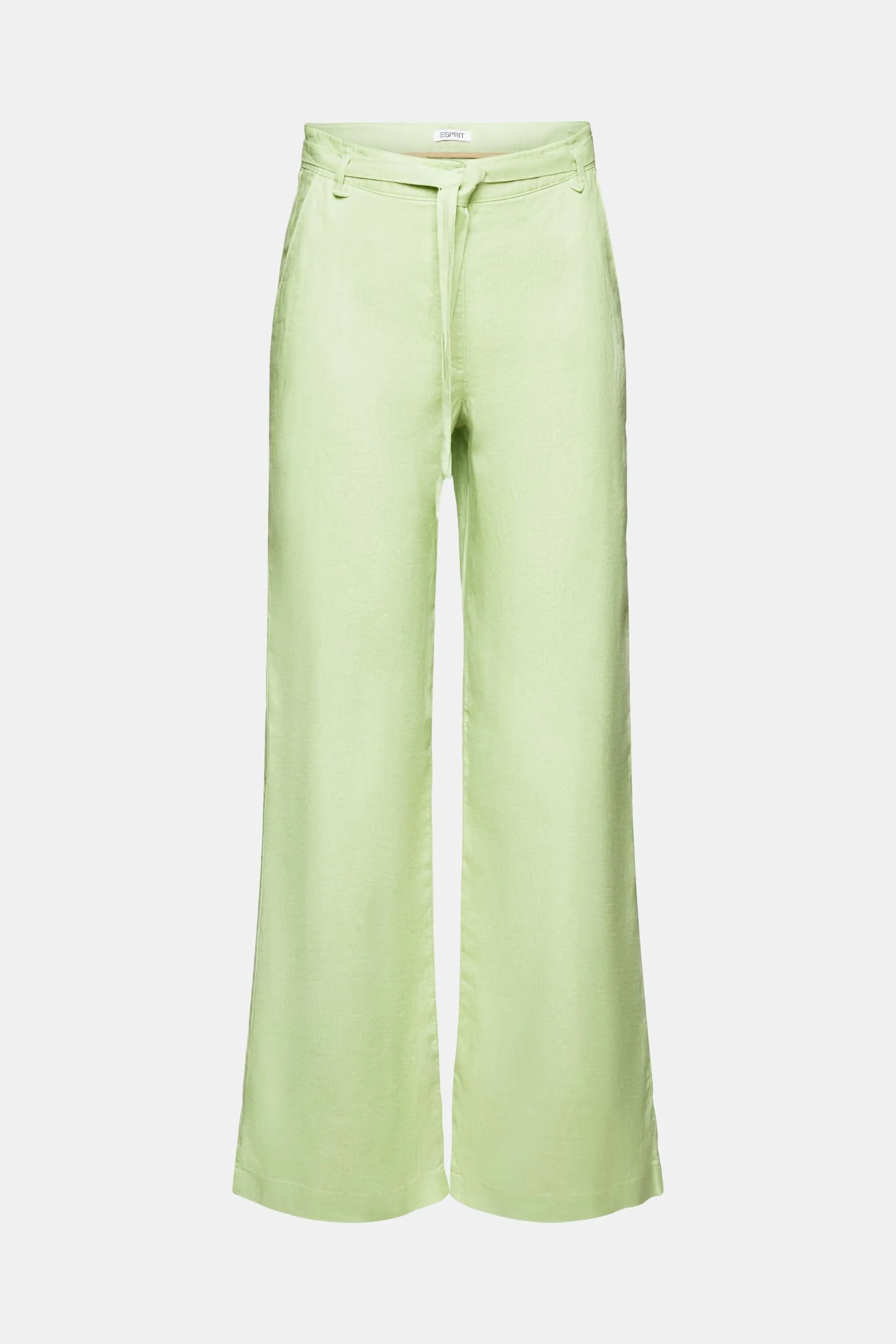 Pantaloni con cintura in lino a gamba larga