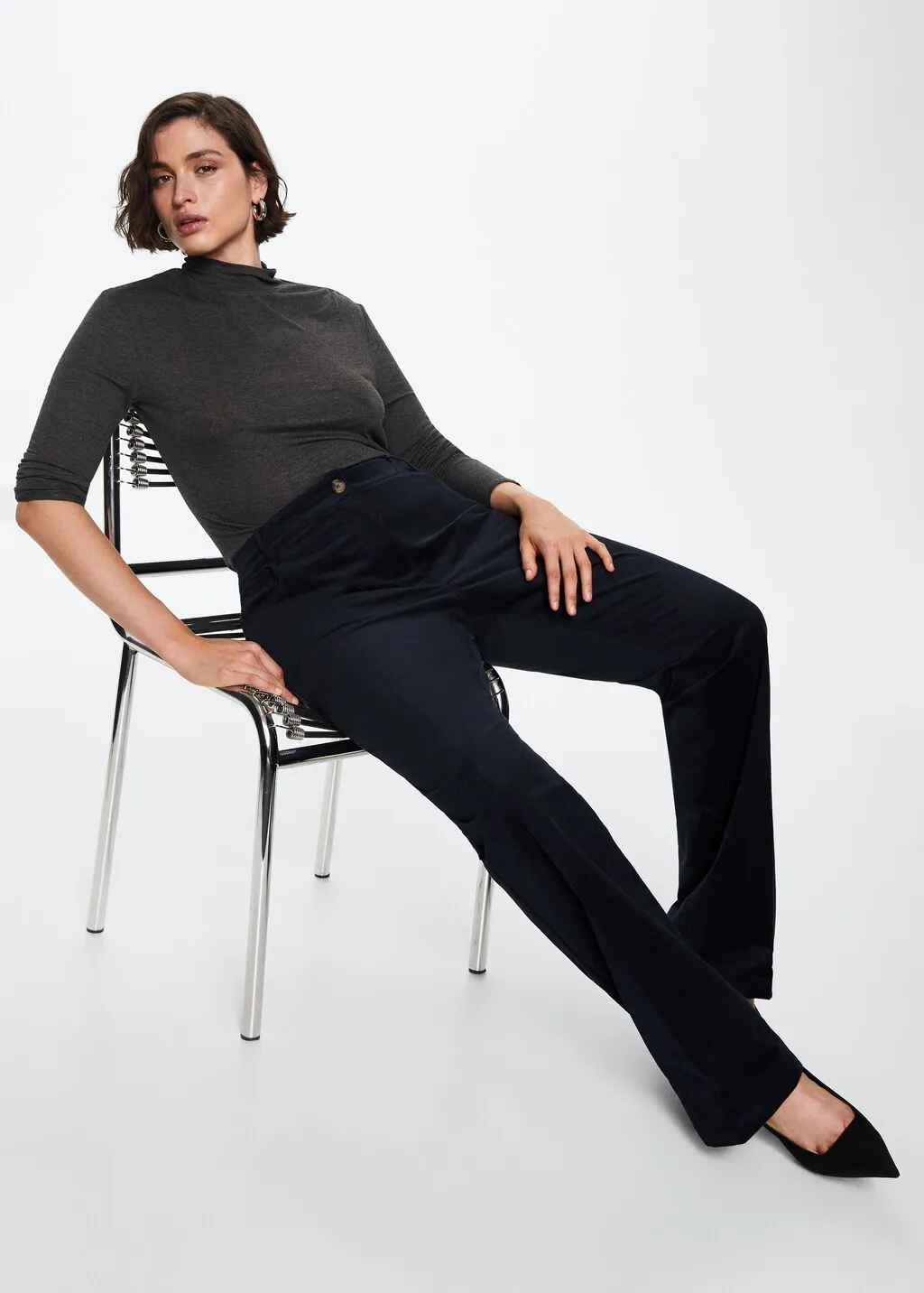 Pantaloni flare micro velluto a coste