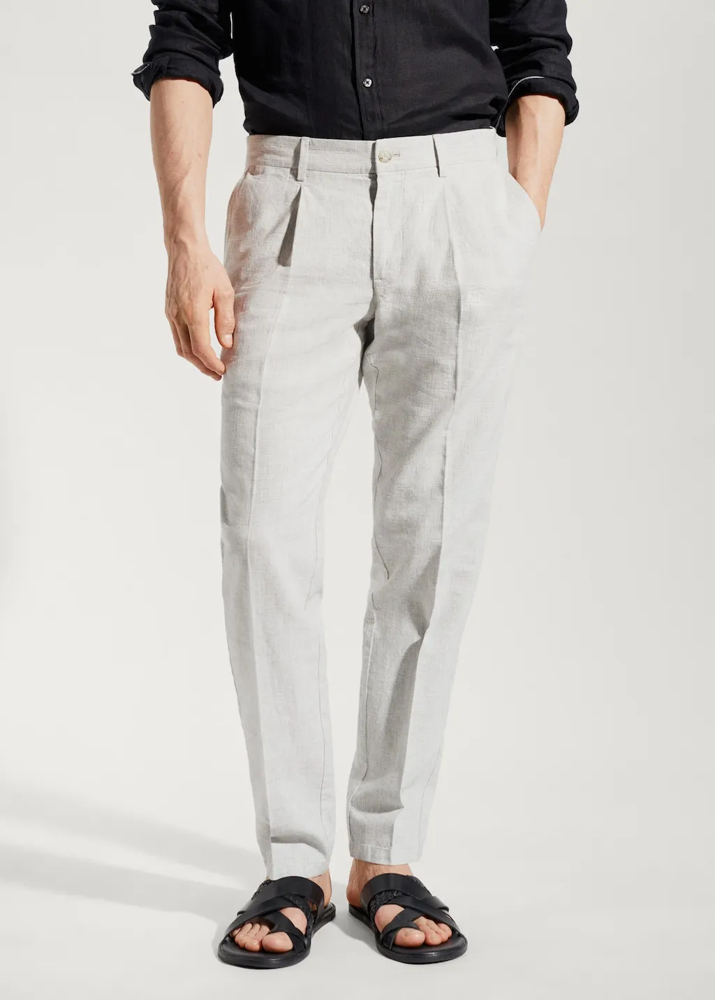 Pantaloni lino principe di galles
