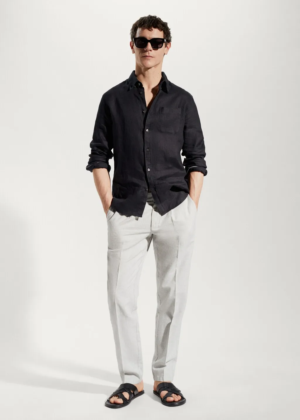 Pantaloni lino principe di galles