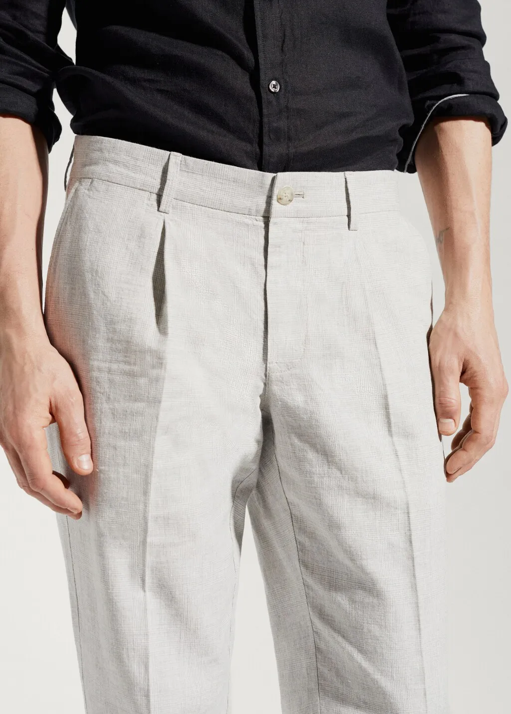 Pantaloni lino principe di galles