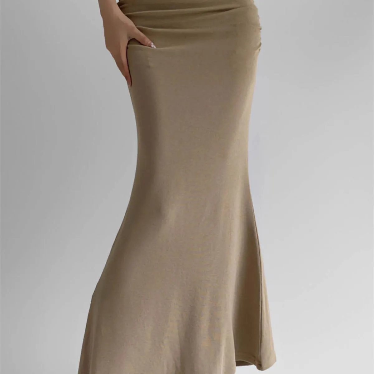 Patchwork per donna Gonna lunga a pieghe Moda slim Solido Elegante Abito da festa da club Casual Vita alta Estate Maxi Sk