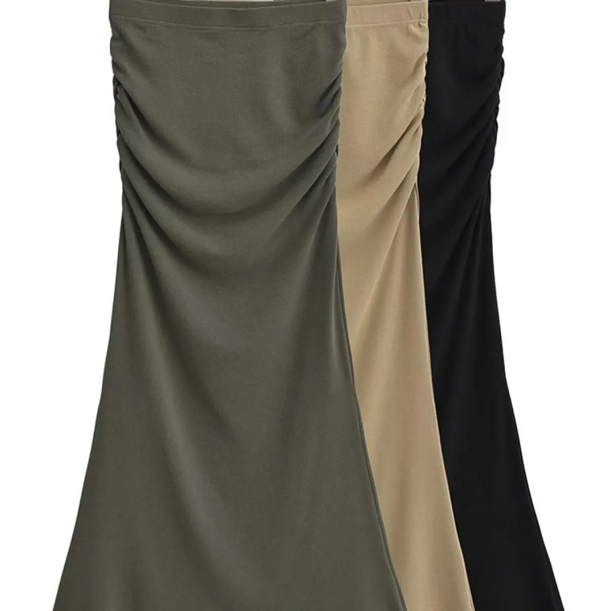 Patchwork per donna Gonna lunga a pieghe Moda slim Solido Elegante Abito da festa da club Casual Vita alta Estate Maxi Sk