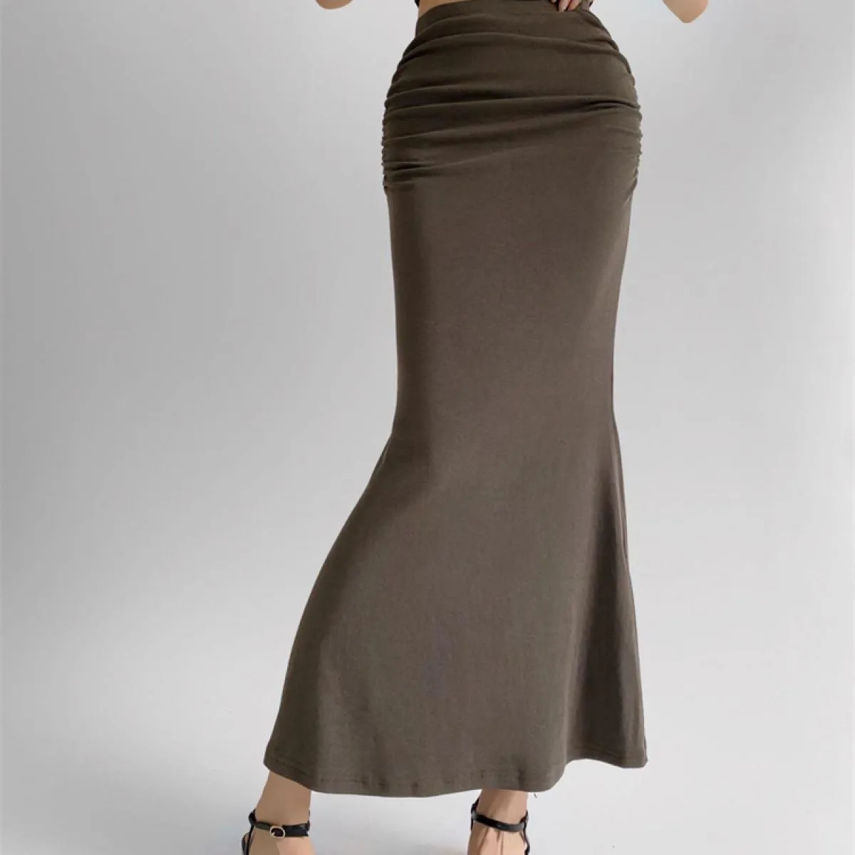Patchwork per donna Gonna lunga a pieghe Moda slim Solido Elegante Abito da festa da club Casual Vita alta Estate Maxi Sk