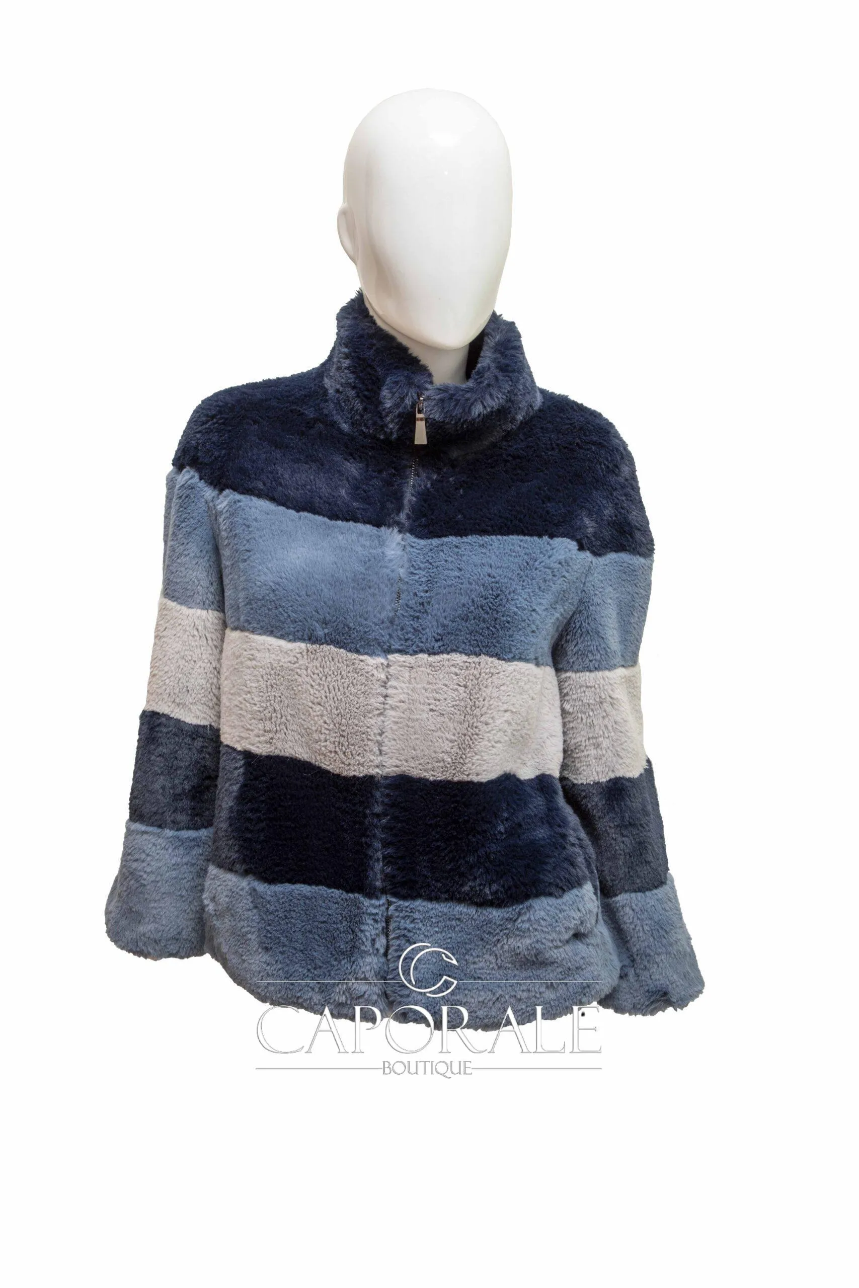 Pelliccia ecologica donna Riva Tricot blu