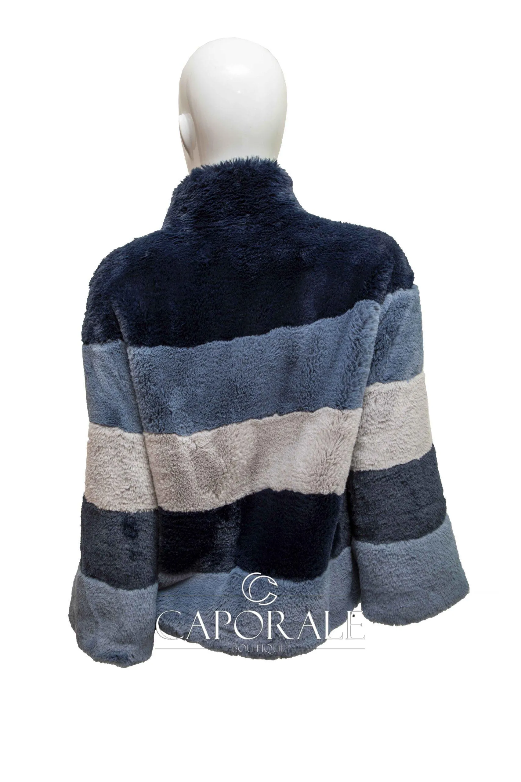 Pelliccia ecologica donna Riva Tricot blu