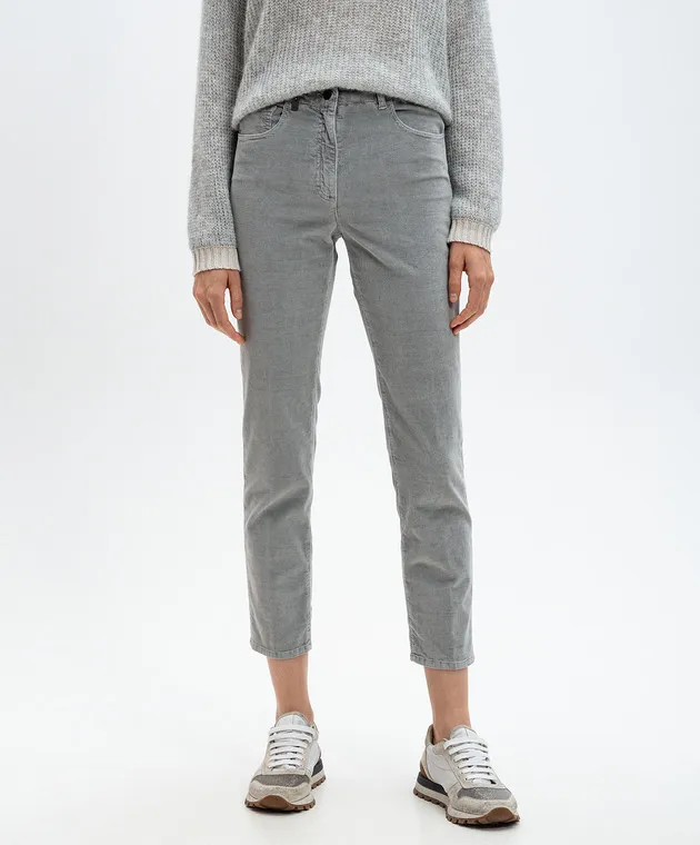 Peserico Pantaloni di velluto a coste grigi P04977T303646