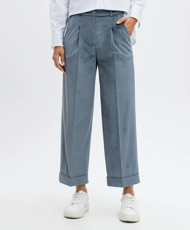 Peserico Pantaloni di velluto blu P04758H05212