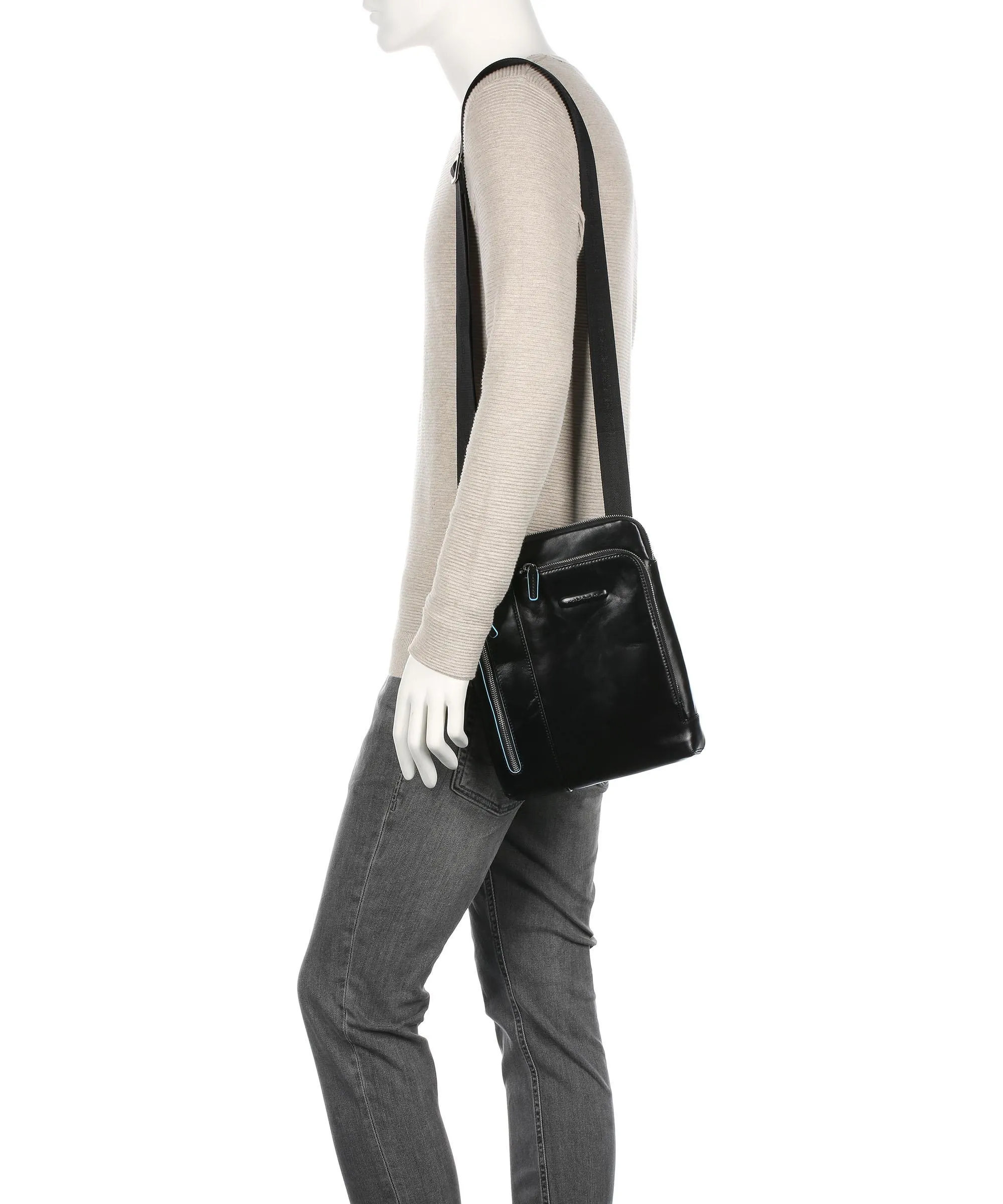  Piquadro Blue Square Borsa a tracolla pelle nero  