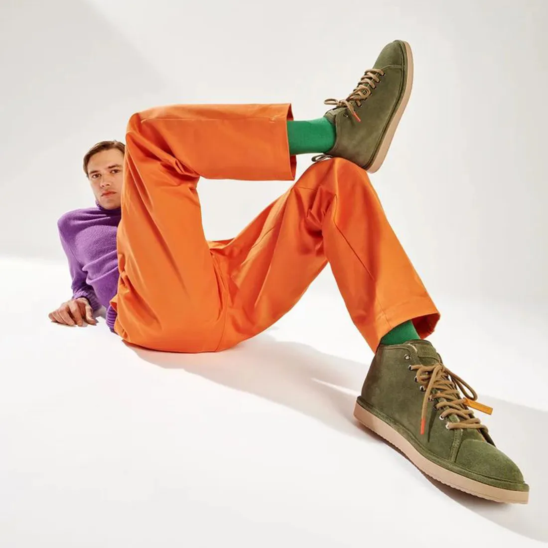 Polacchino Panchic P01 verde in suede con fodera in eco-pelliccia