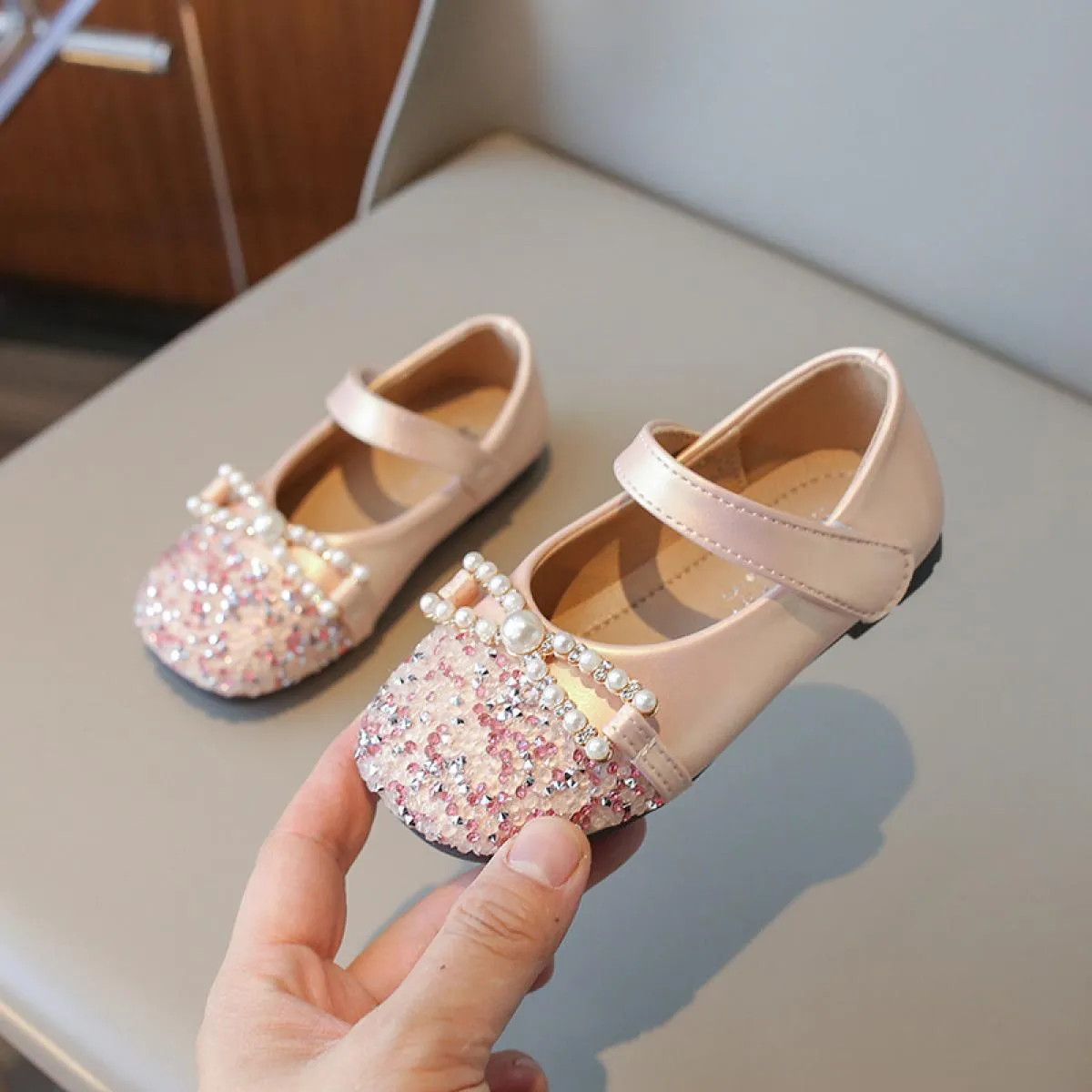 Primavera Estate Scarpe da principessa Bambina Cristallo Rosa Nastro Farfalla Moda Ragazze Scarpe eleganti Kid Student Girl Pary