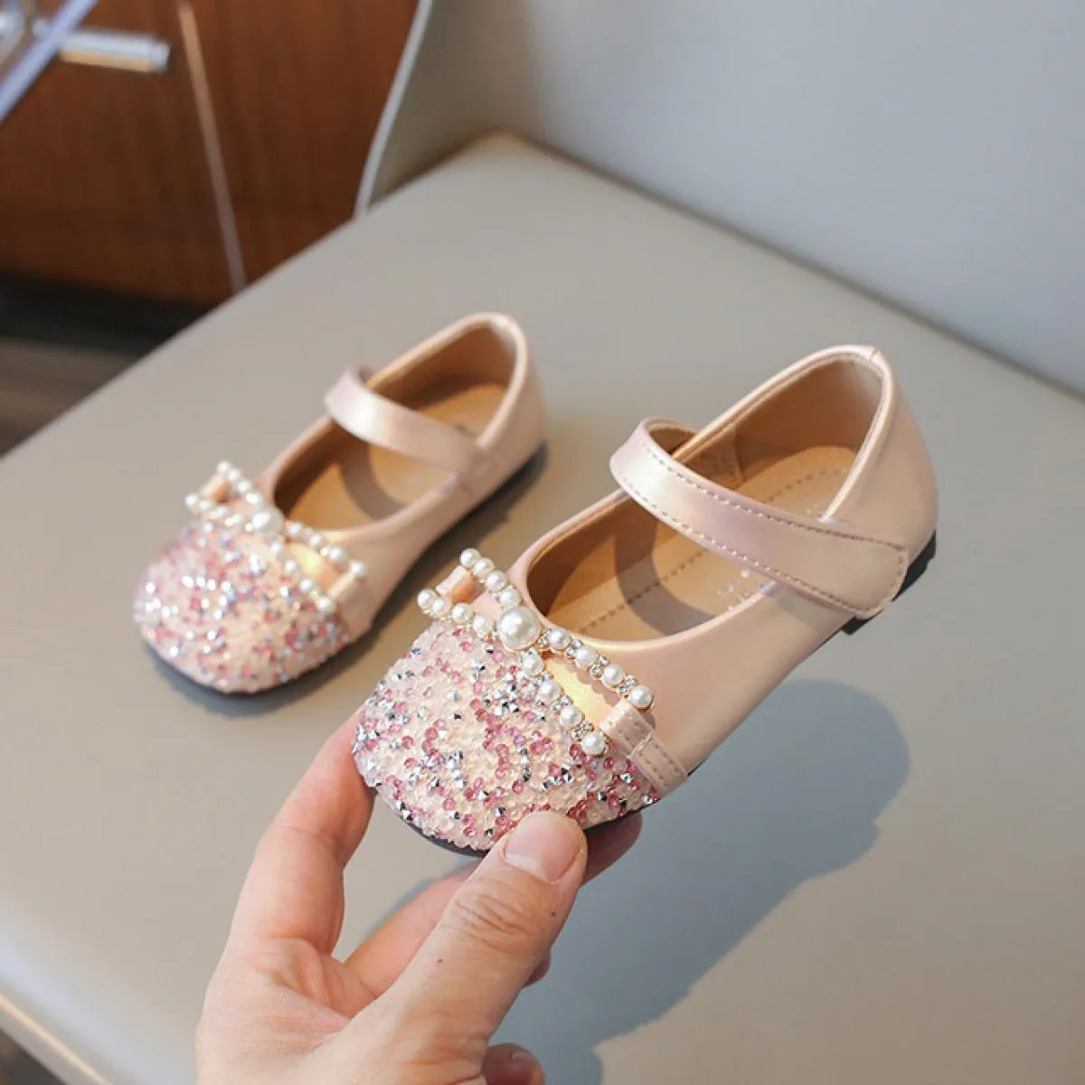 Primavera Estate Scarpe da principessa Bambina Cristallo Rosa Nastro Farfalla Moda Ragazze Scarpe eleganti Kid Student Girl Pary