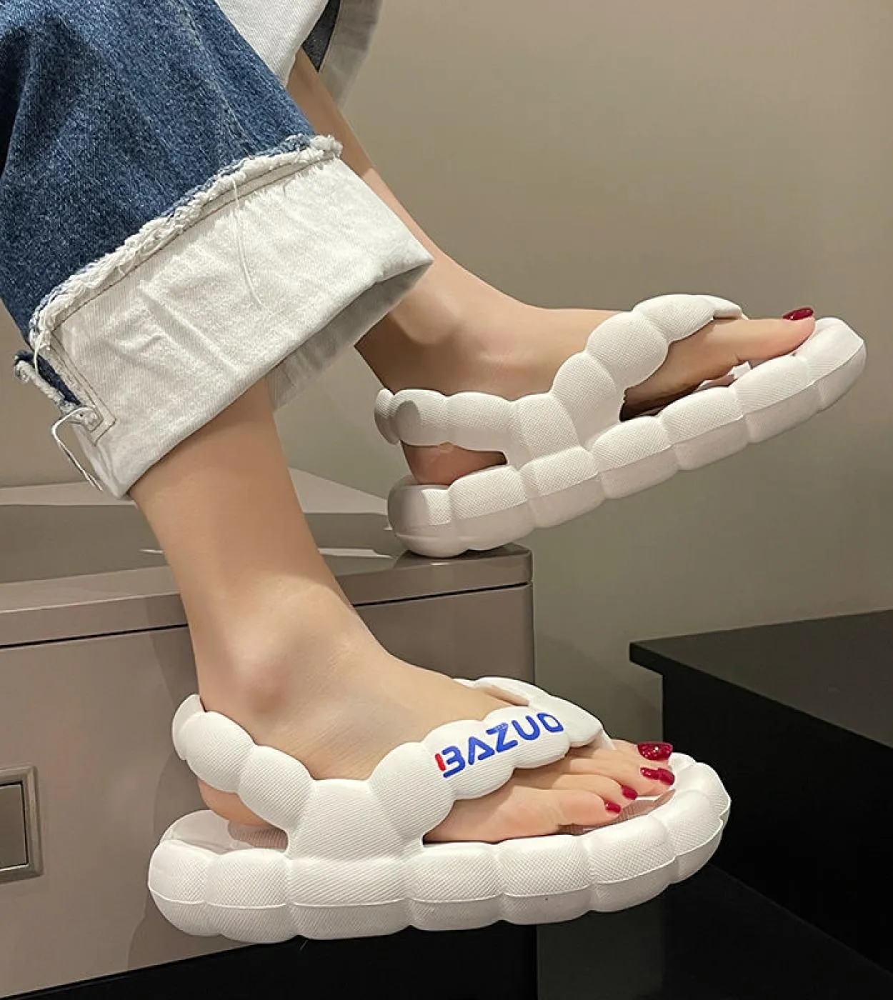Sandali alla moda Donna Infradito da spiaggia Coppie Scarpe con plateau Suola spessa Leggero Donna Uomo Estate Sandalias De Mu
