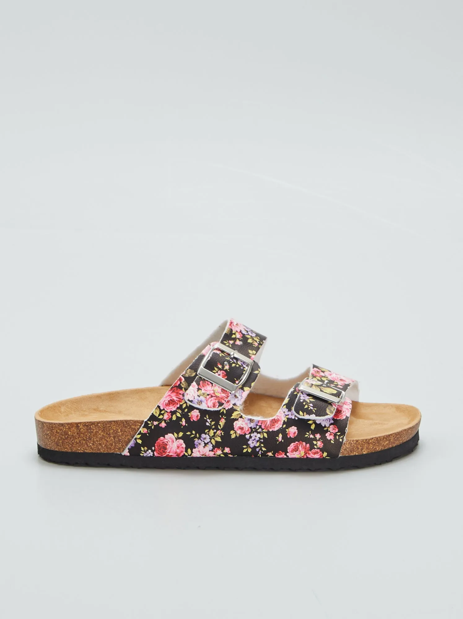 Sandali bassi a fiori - NERO