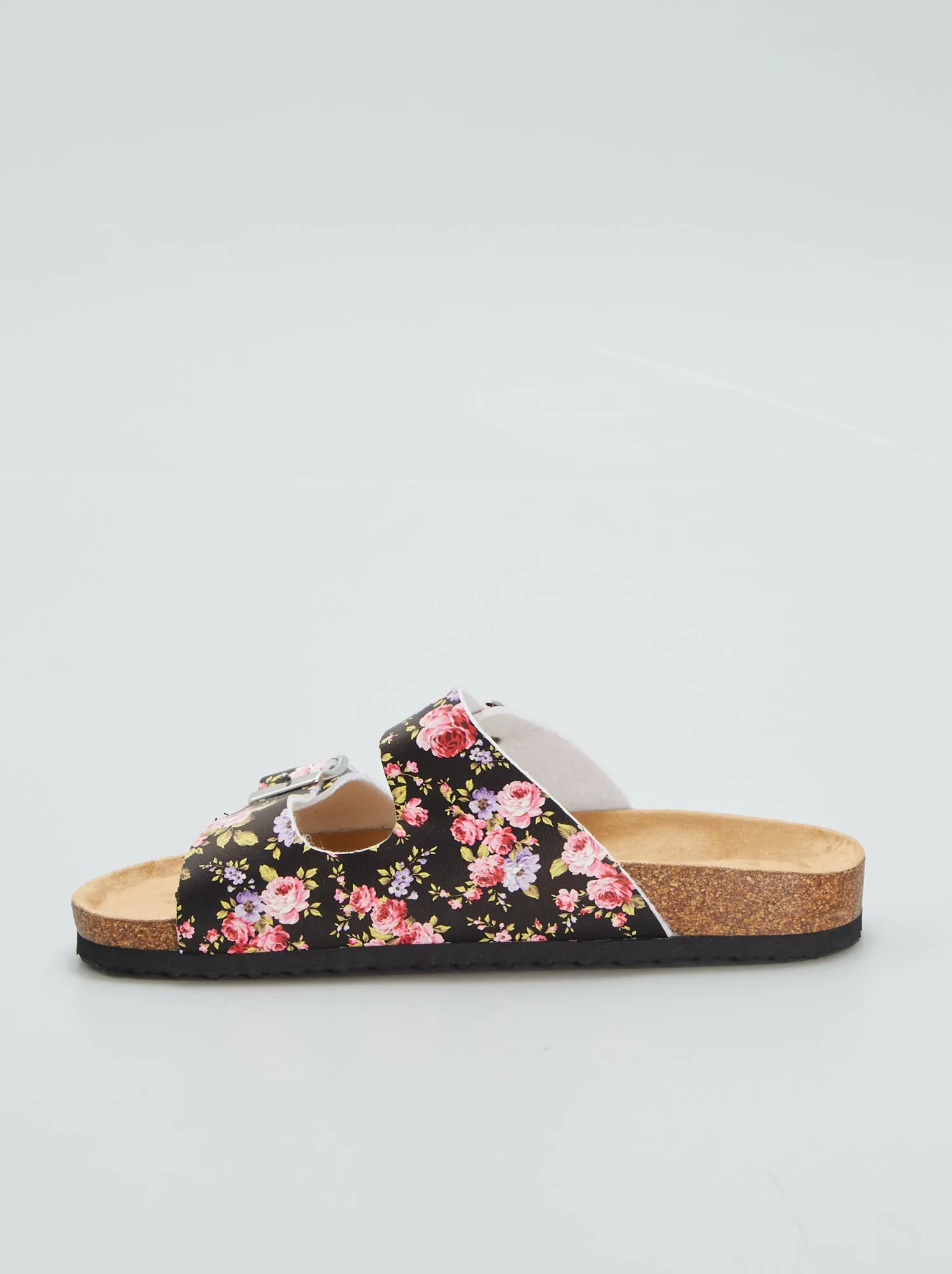 Sandali bassi a fiori - NERO
