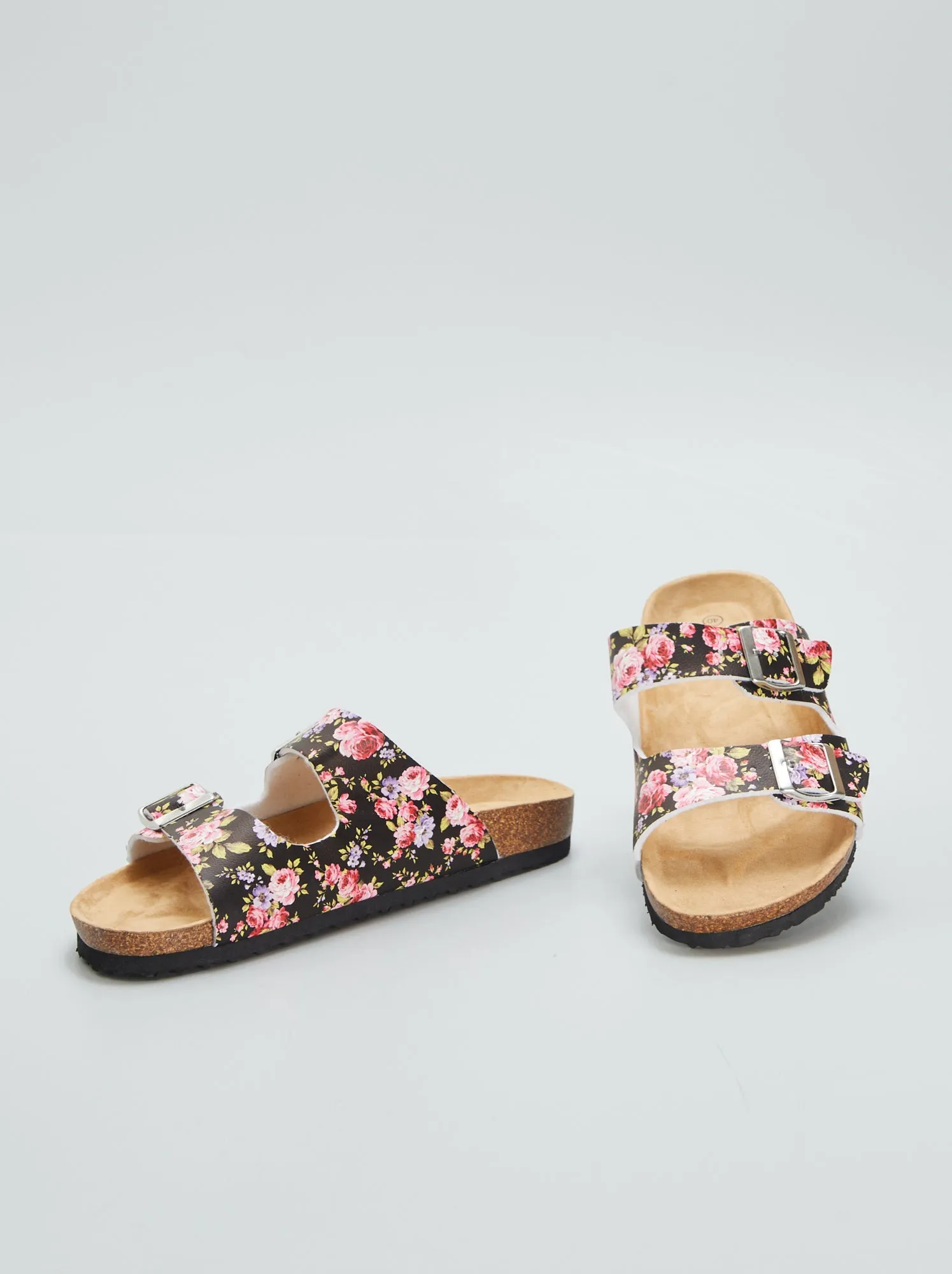 Sandali bassi a fiori - NERO