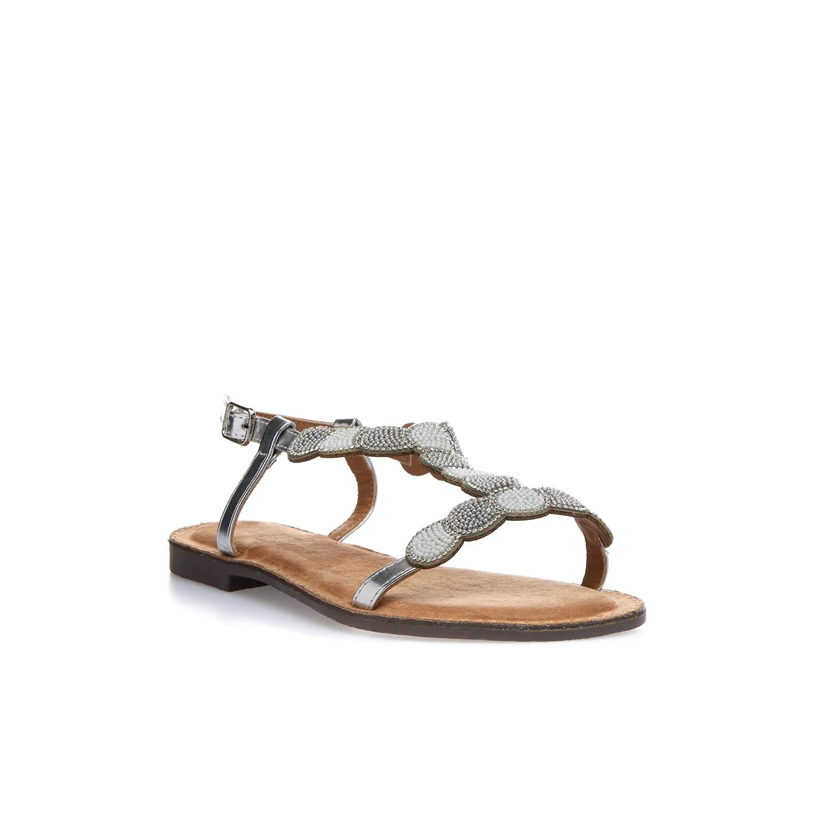 Sandali bassi argento con strass