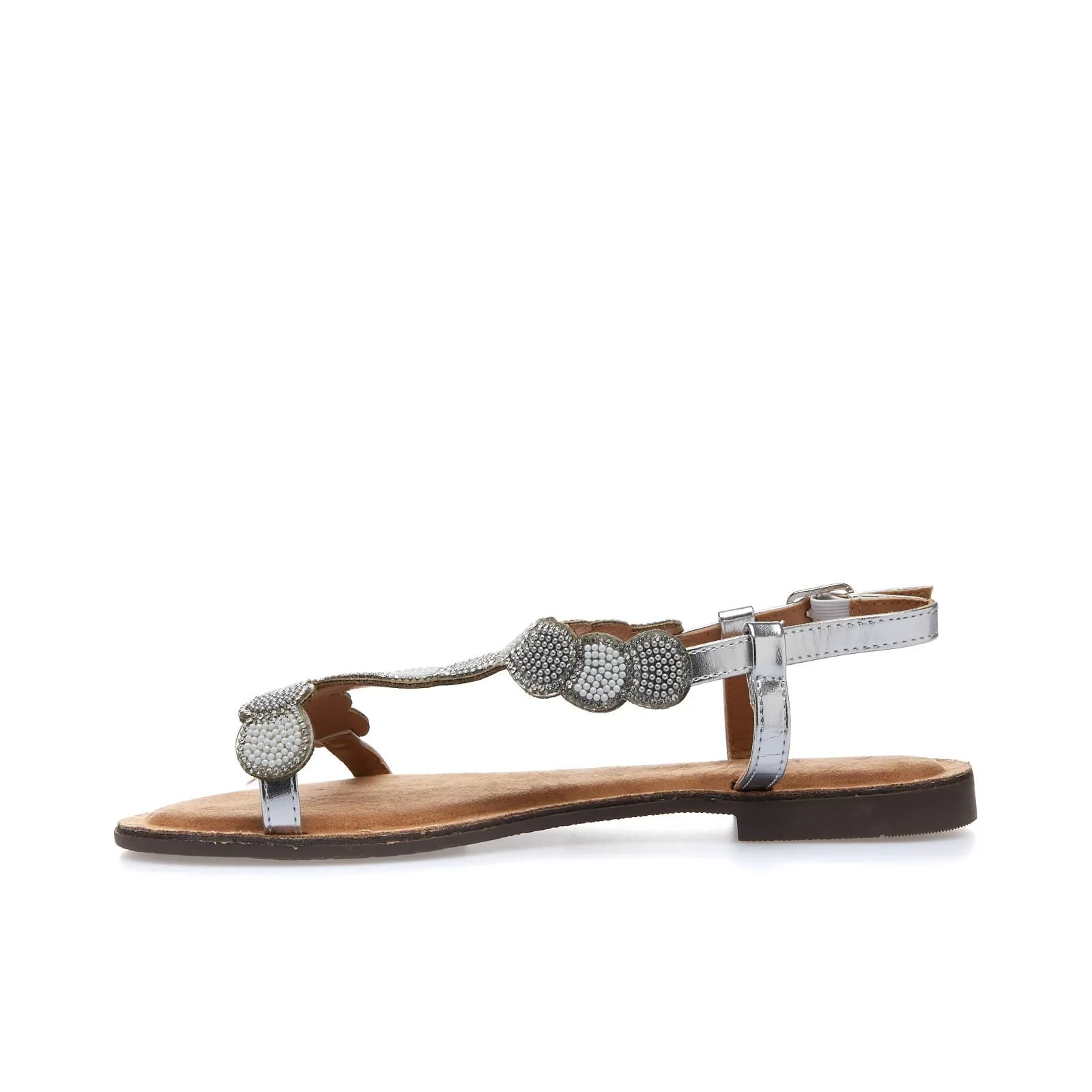 Sandali bassi argento con strass
