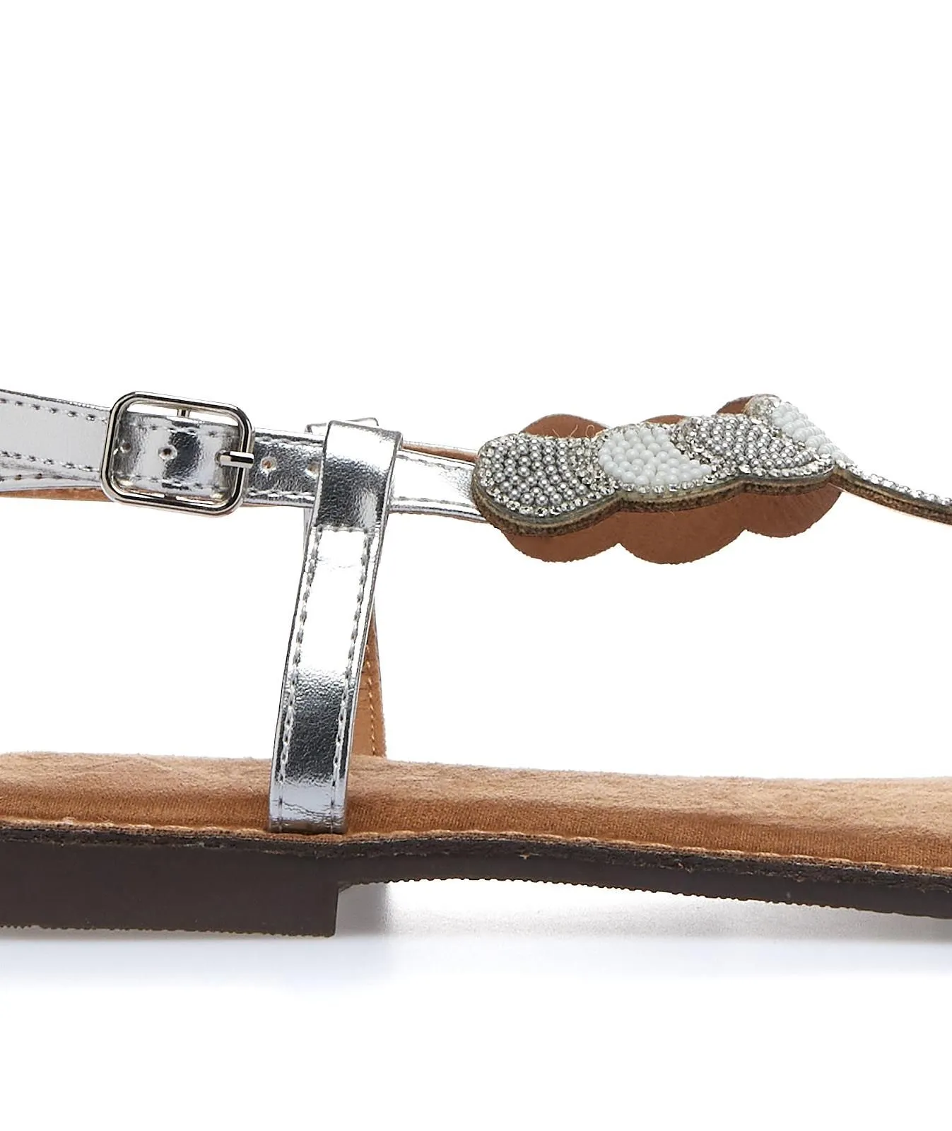 Sandali bassi argento con strass